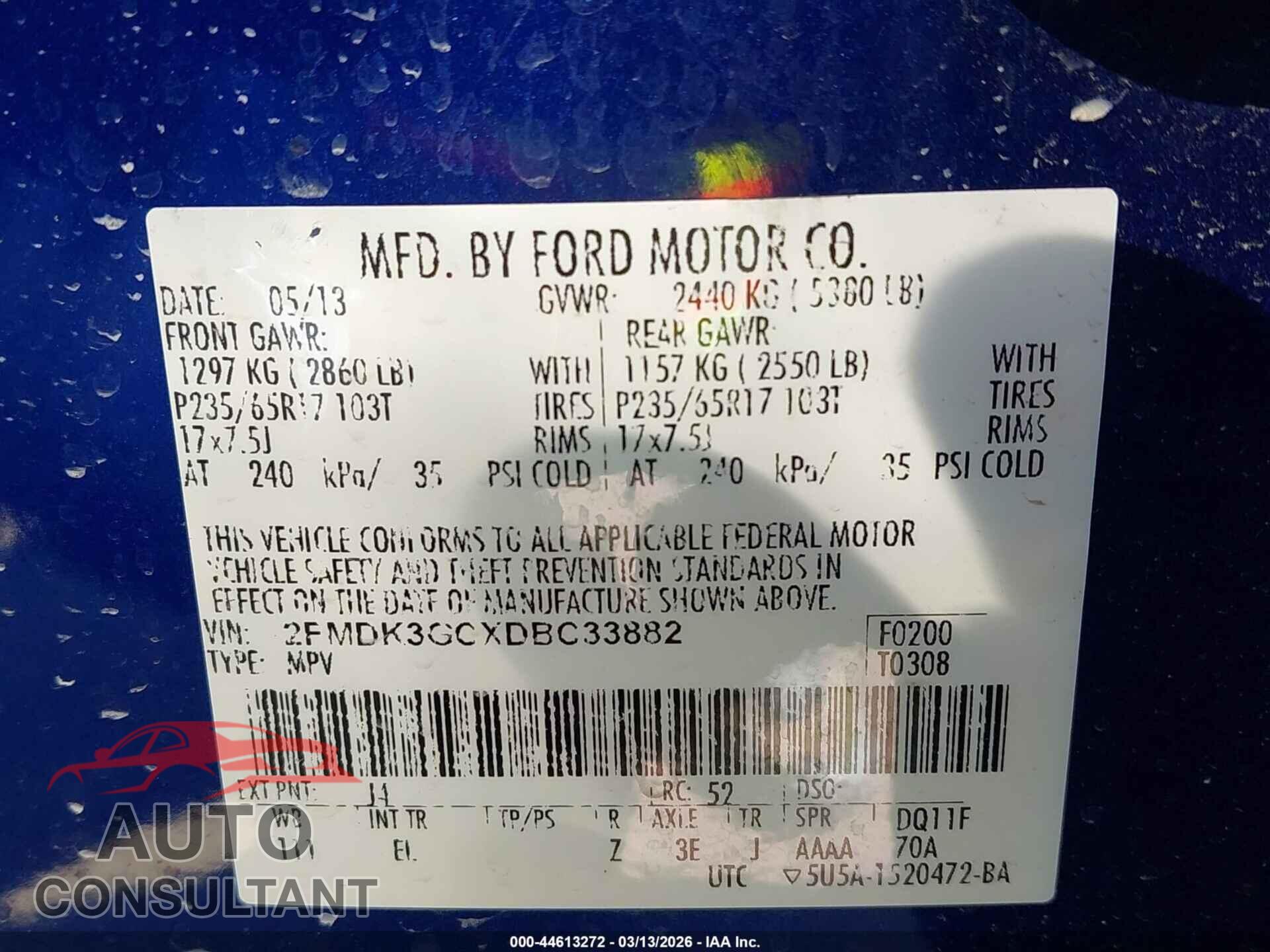 FORD EDGE 2013 - 2FMDK3GCXDBC33882