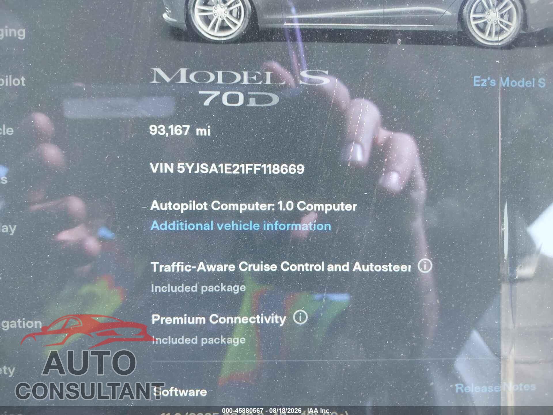 TESLA MODEL S 2015 - 5YJSA1E21FF118669