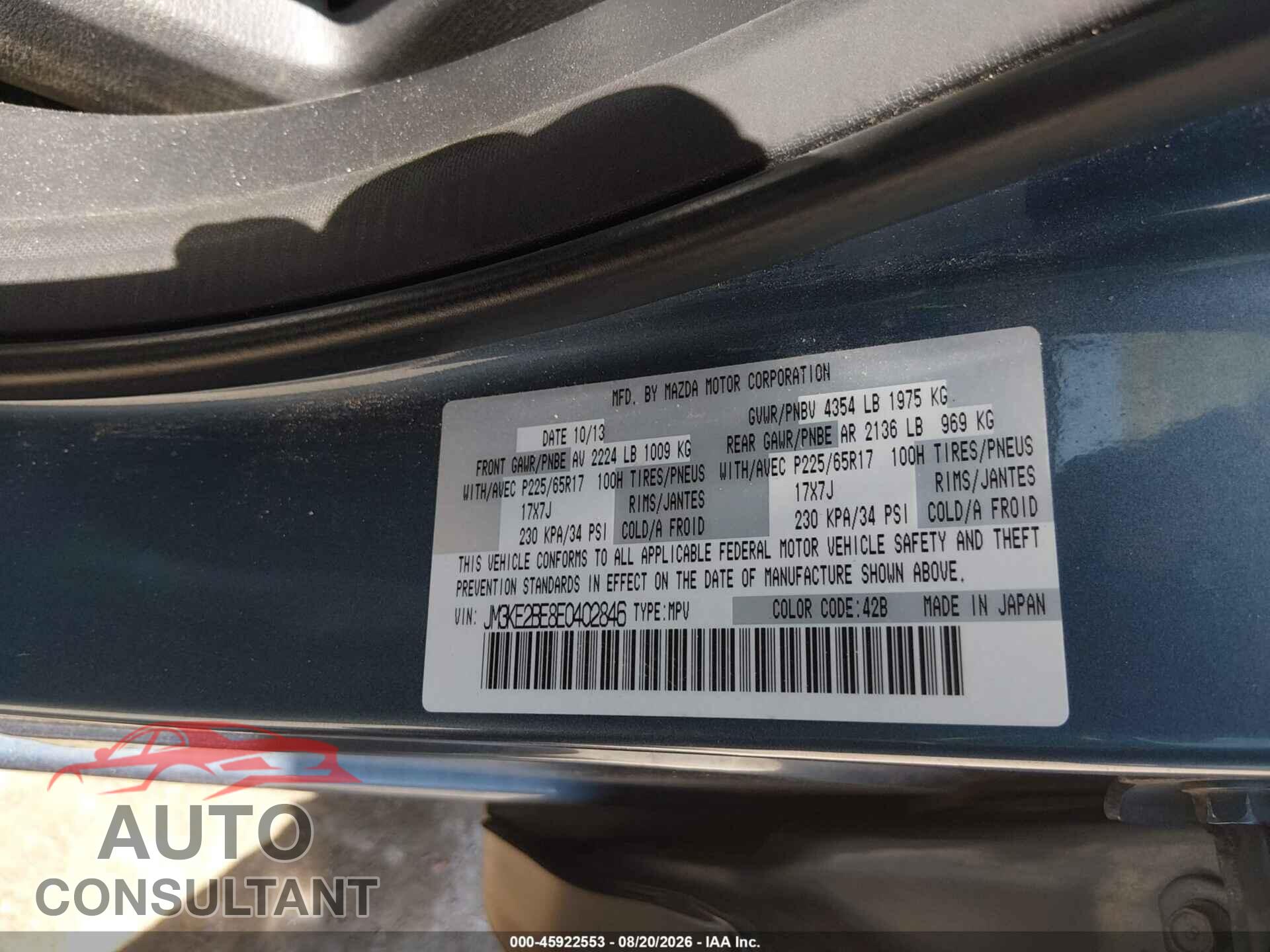 MAZDA CX-5 2014 - JM3KE2BE8E0402846
