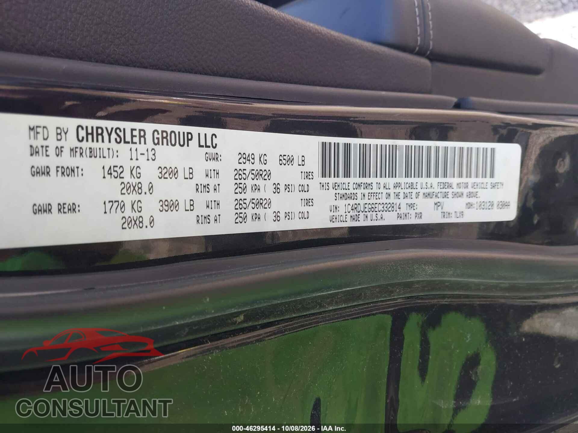 DODGE DURANGO 2014 - 1C4RDJEG6EC332814