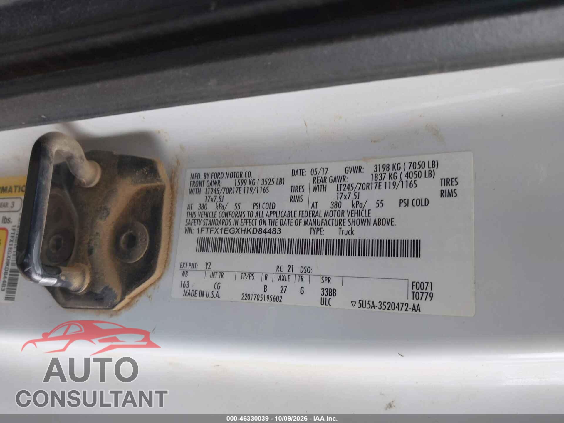 FORD F-150 2017 - 1FTFX1EGXHKD84483