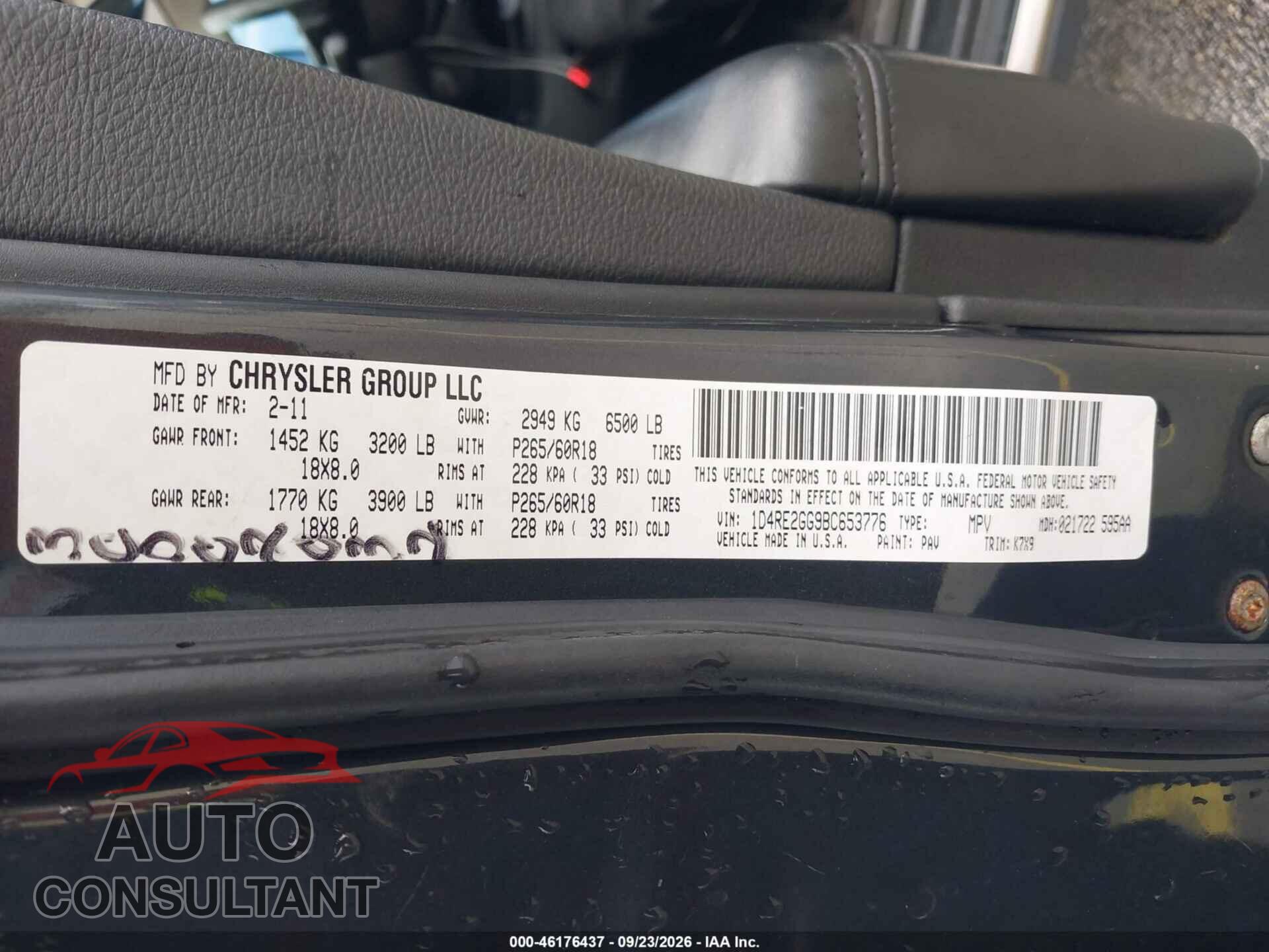 DODGE DURANGO 2011 - 1D4RE2GG9BC653776