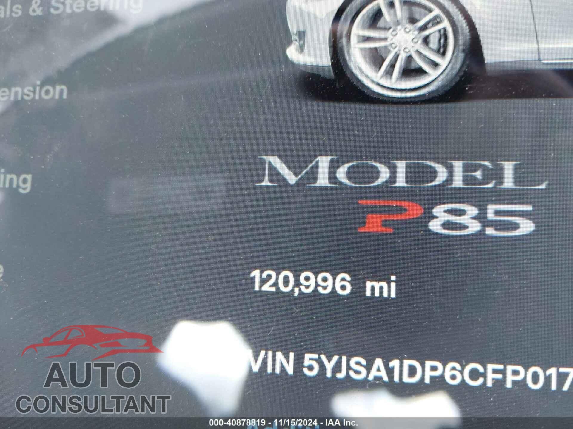 TESLA MODEL S 2012 - 5YJSA1DP6CFP01733