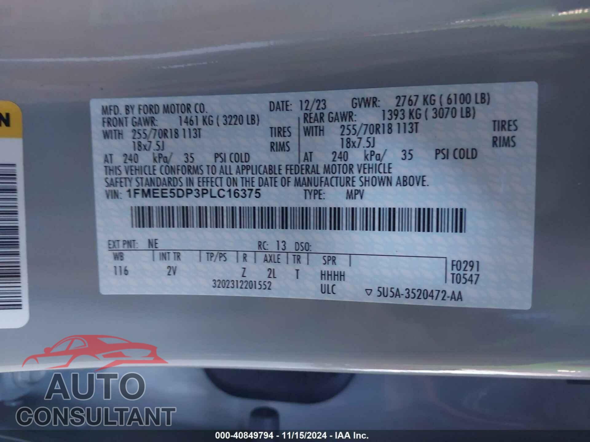 FORD BRONCO 2023 - 1FMEE5DP3PLC16375