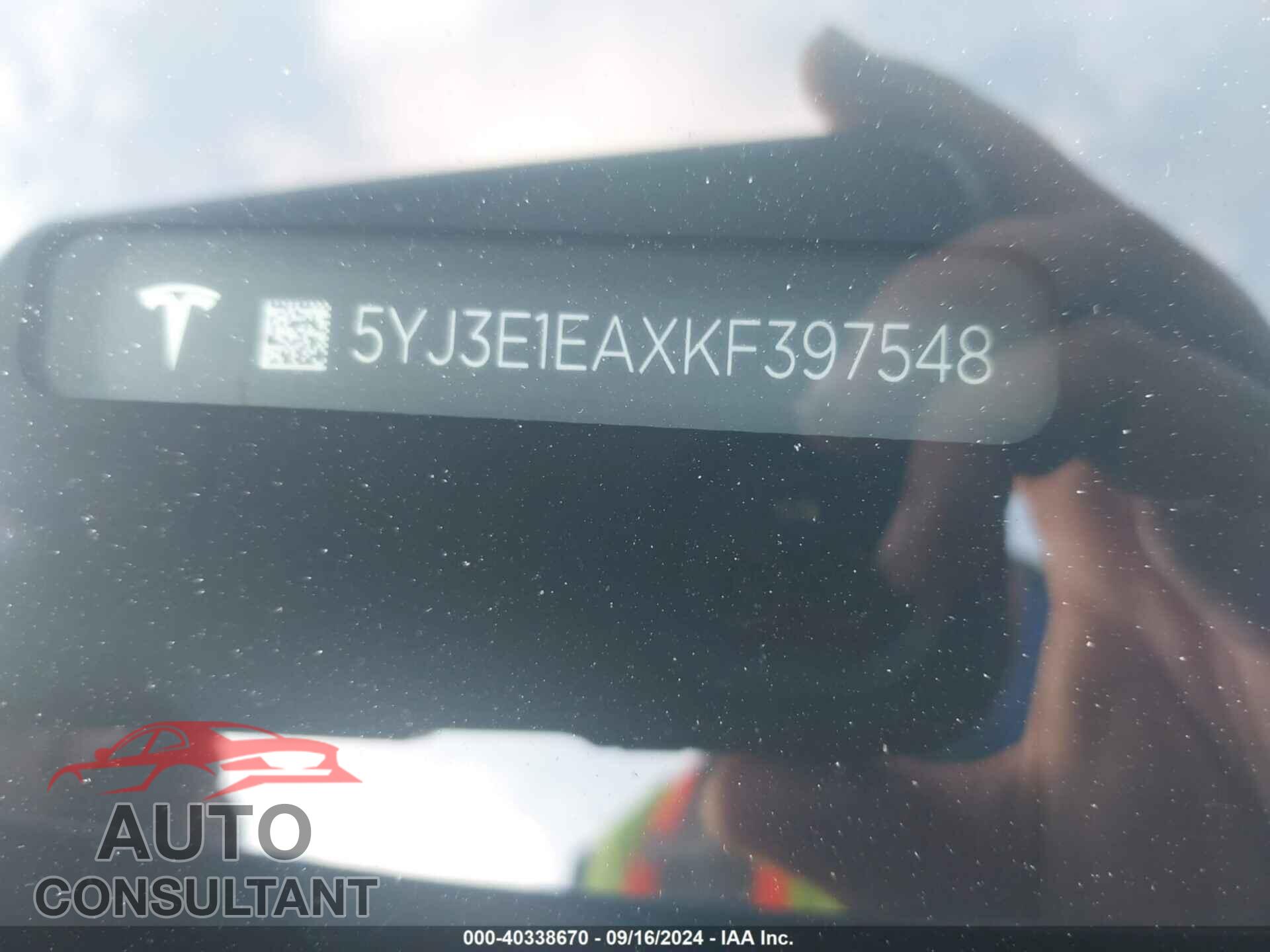 TESLA MODEL 3 2019 - 5YJ3E1EAXKF397548