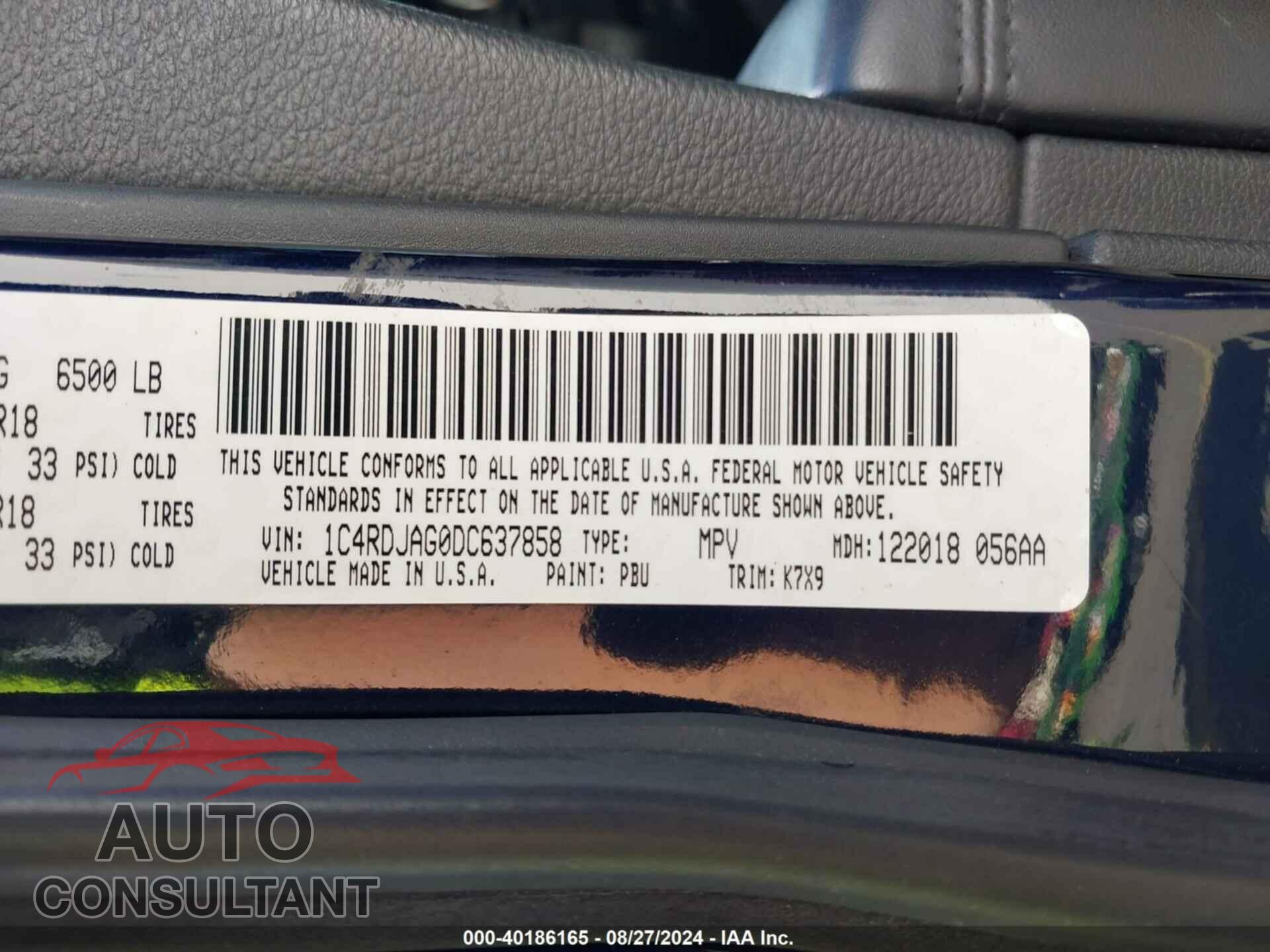 DODGE DURANGO 2013 - 1C4RDJAG0DC637858