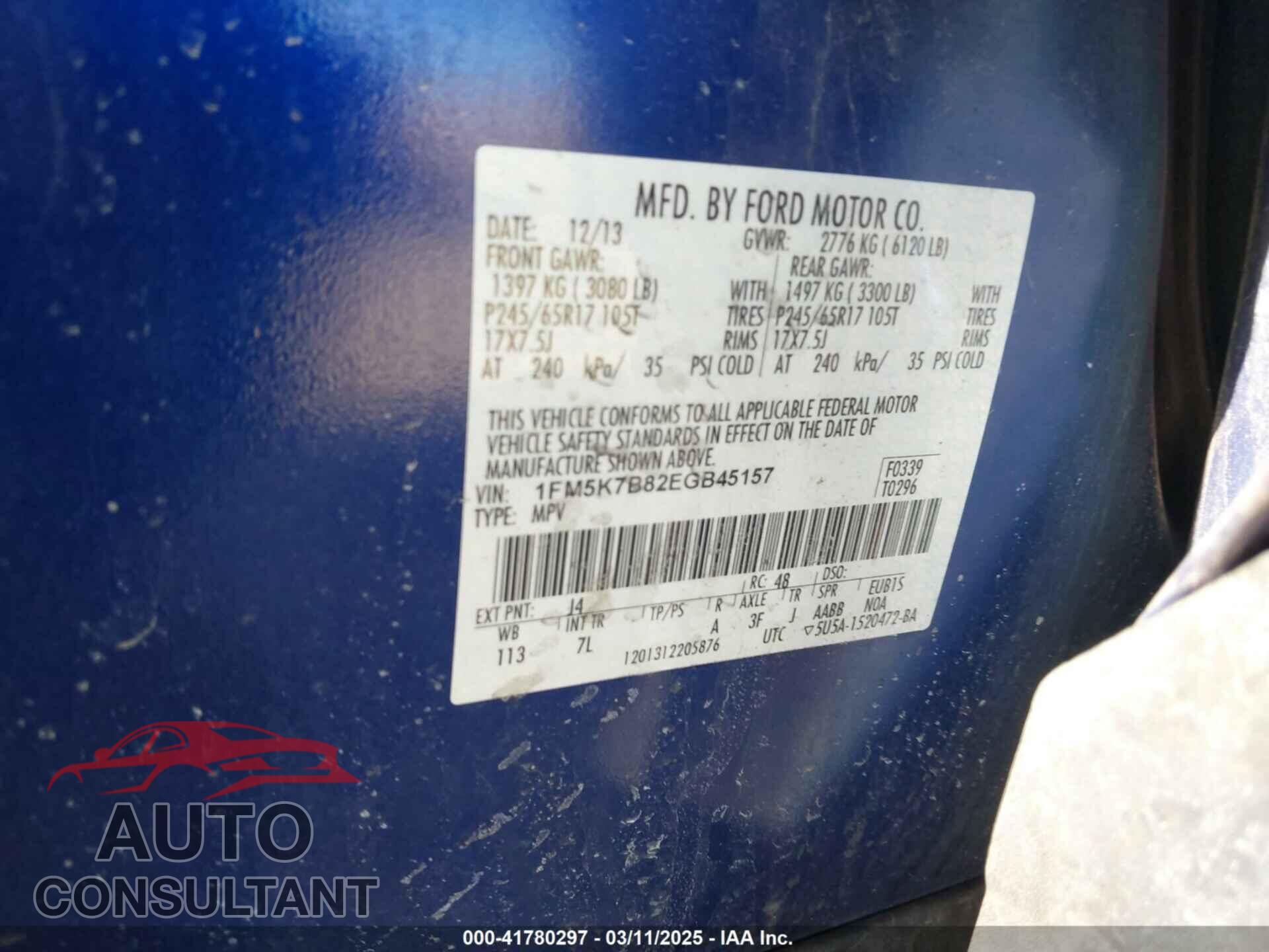 FORD EXPLORER 2014 - 1FM5K7B82EGB45157