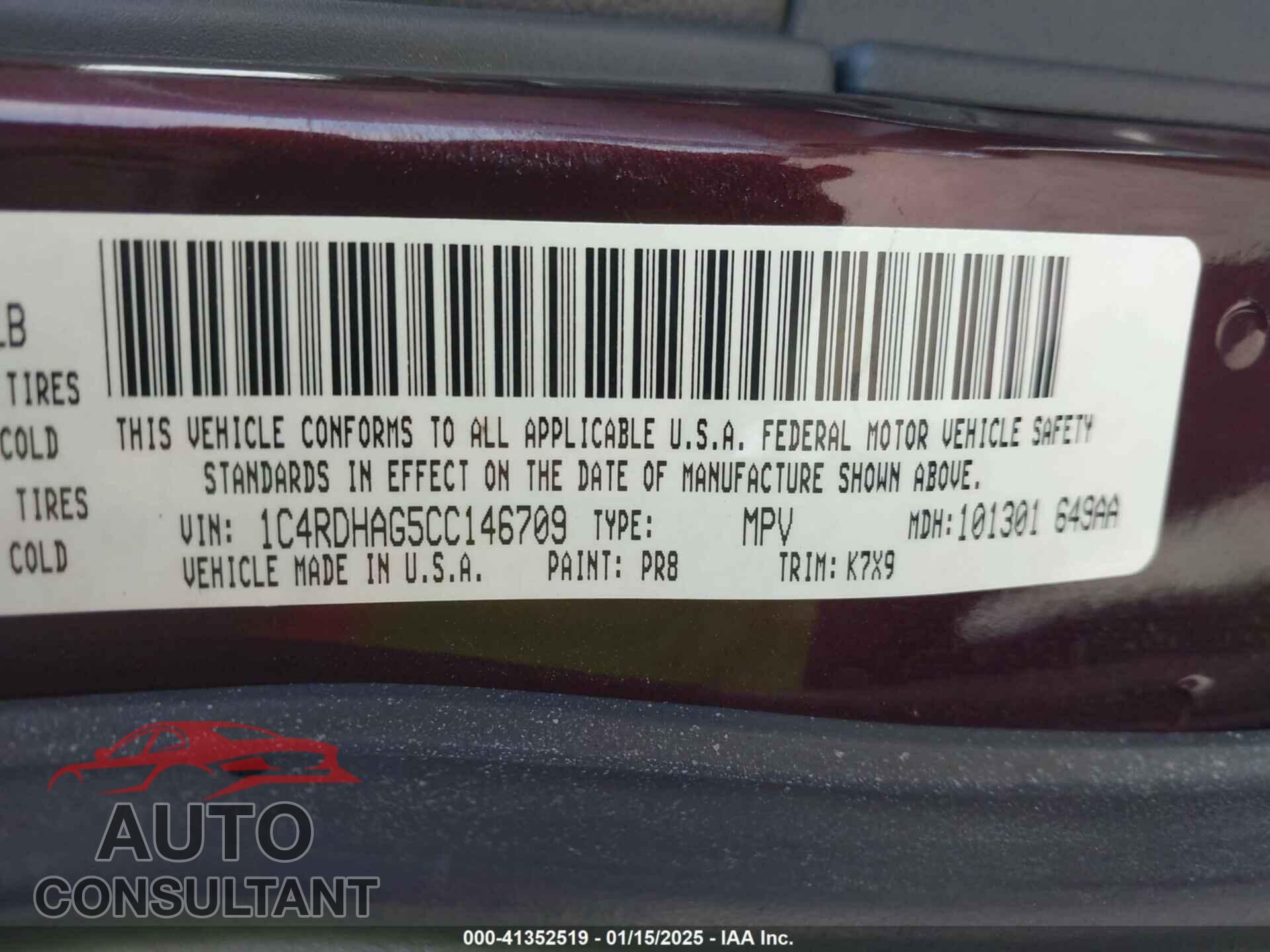 DODGE DURANGO 2012 - 1C4RDHAG5CC146709