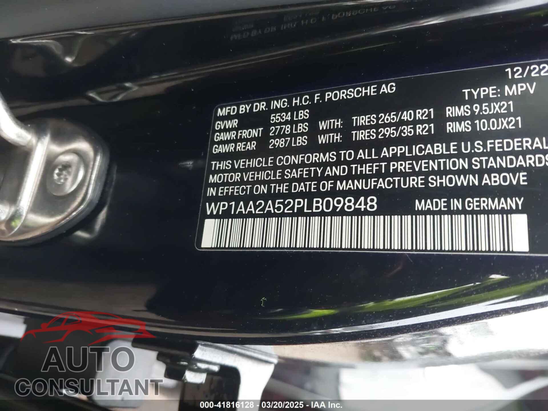 PORSCHE MACAN 2023 - WP1AA2A52PLB09848