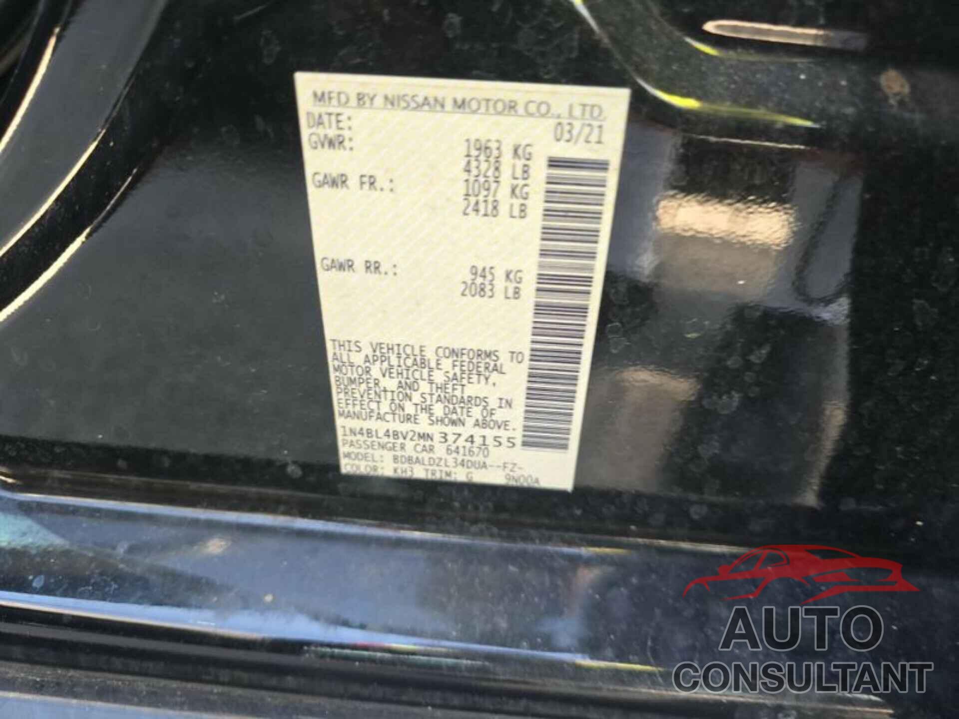 NISSAN ALTIMA 2021 - 1N4BL4BV2MN374155