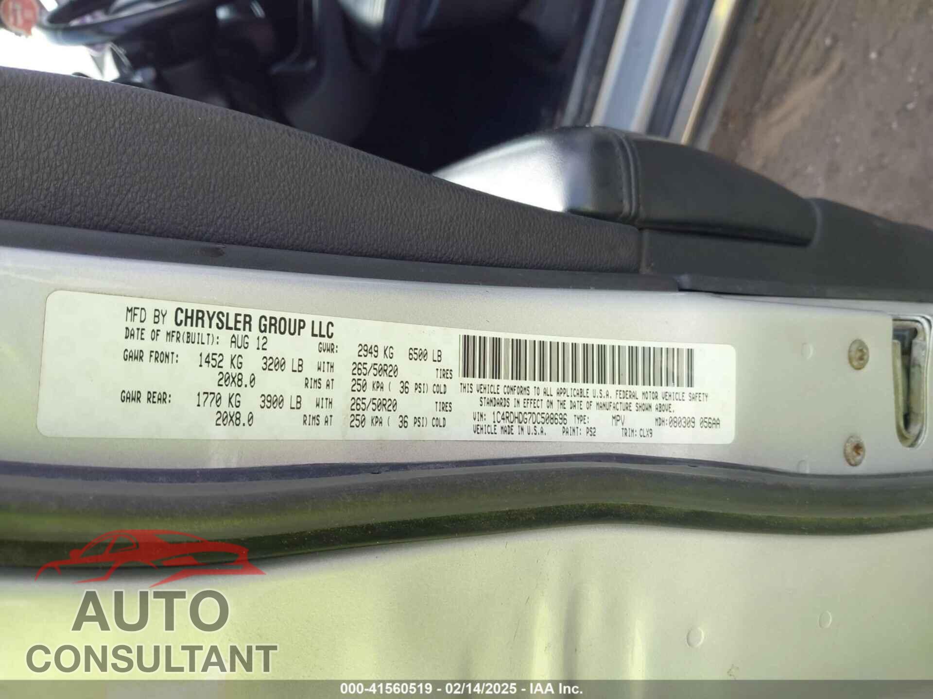 DODGE DURANGO 2013 - 1C4RDHDG7DC508696