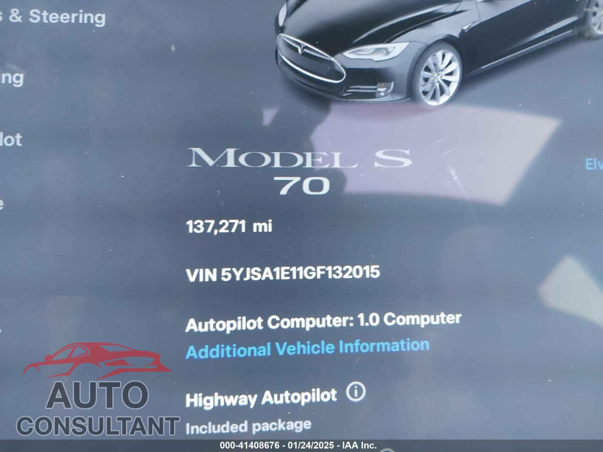 TESLA MODEL S 2016 - 5YJSA1E11GF132015
