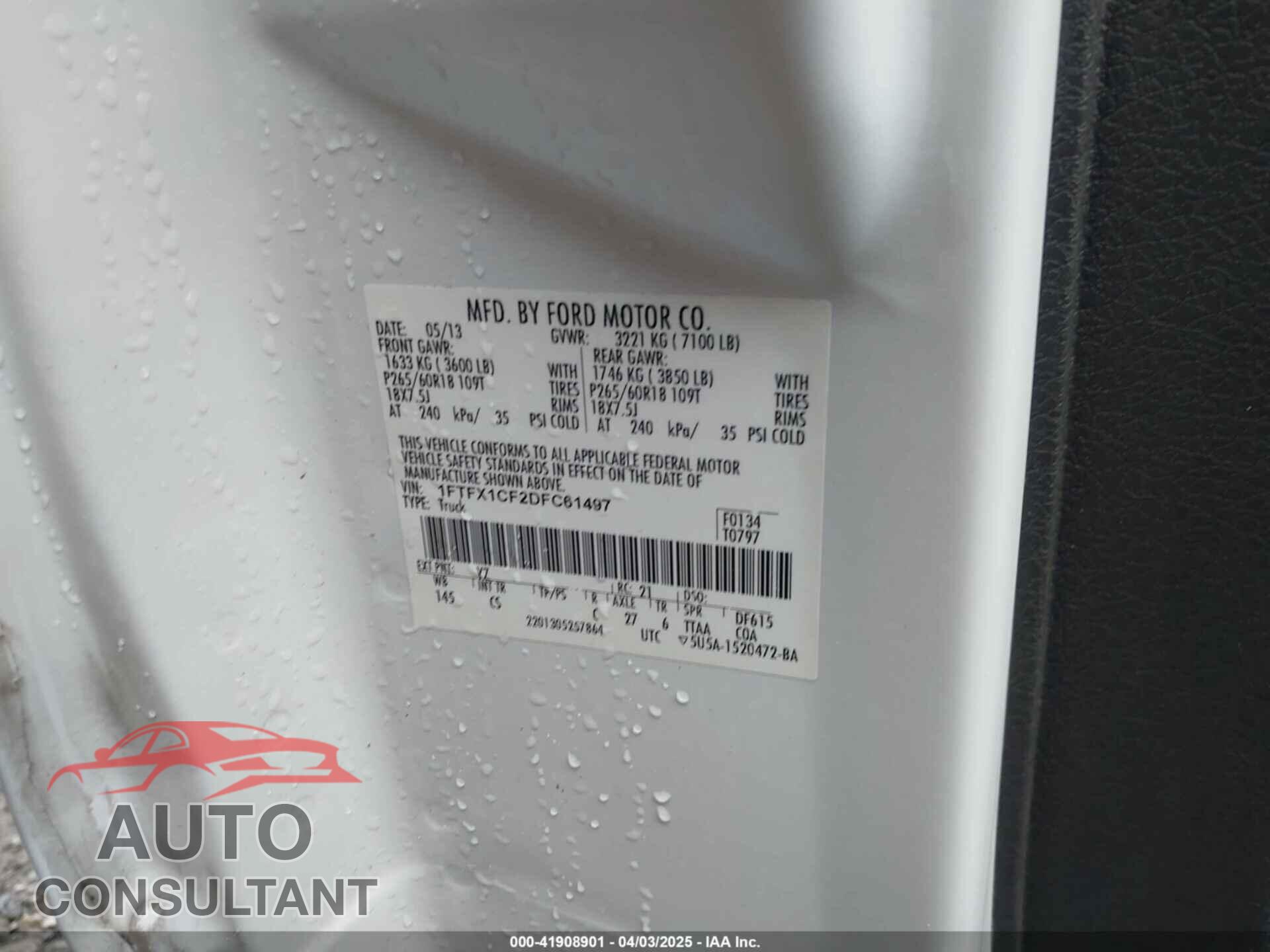 FORD F-150 2013 - 1FTFX1CF2DFC61497
