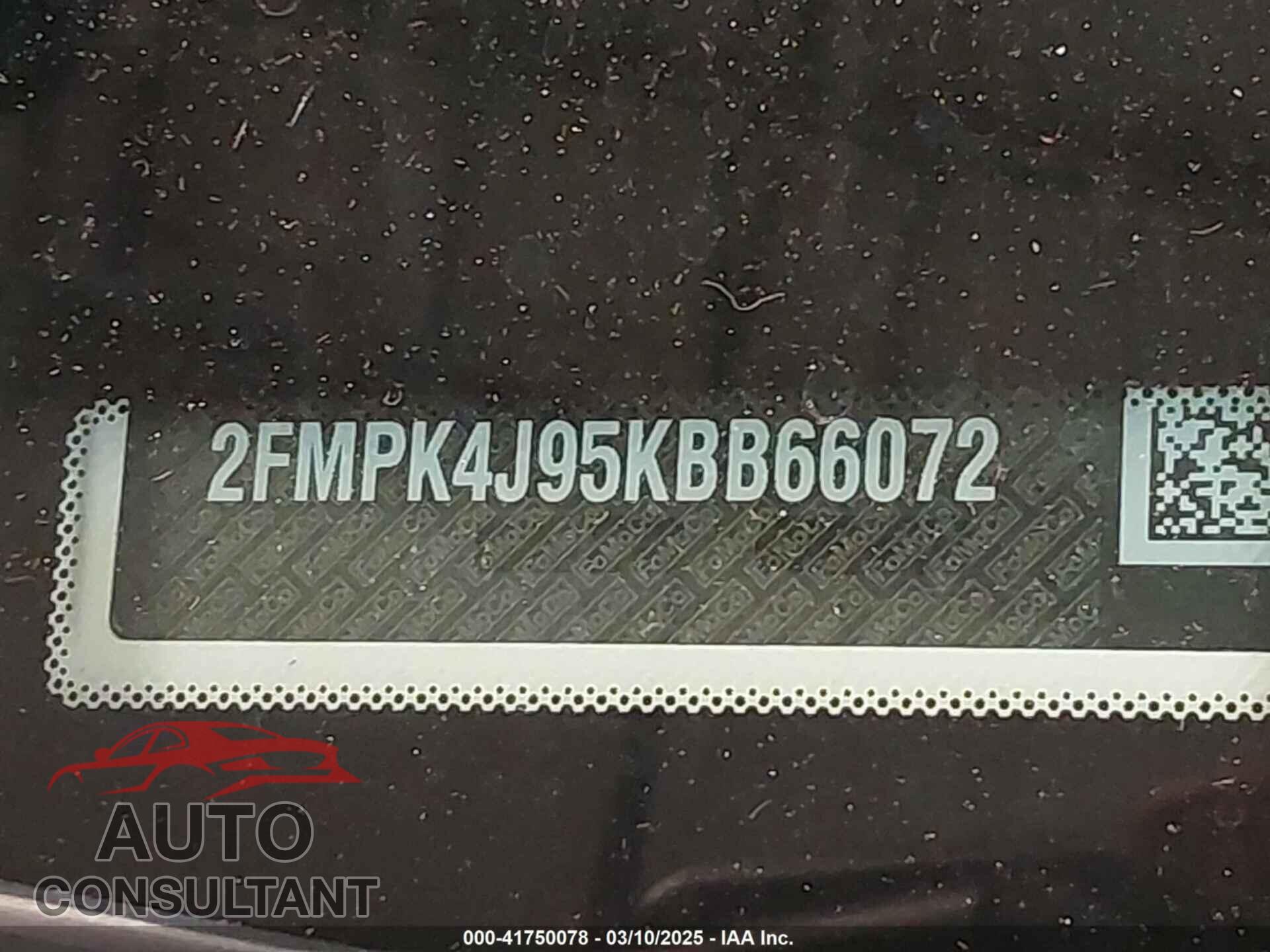 FORD EDGE 2019 - 2FMPK4J95KBB66072