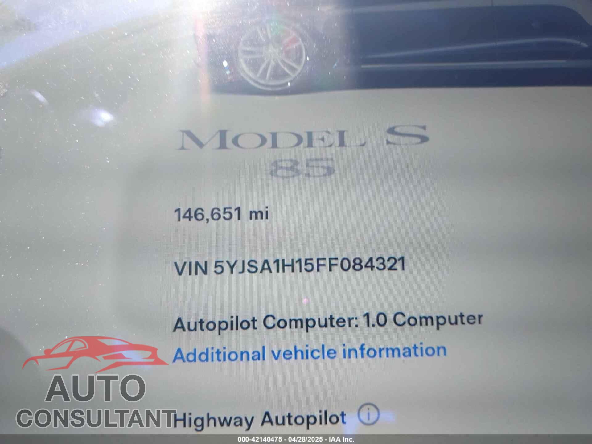 TESLA MODEL S 2015 - 5YJSA1H15FF084321