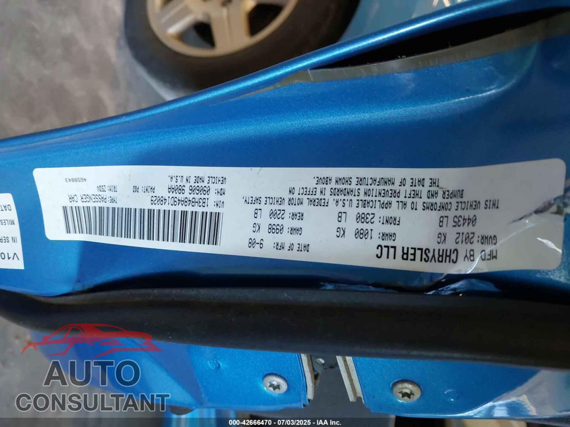 DODGE CALIBER 2009 - 1B3HB48A49D148029