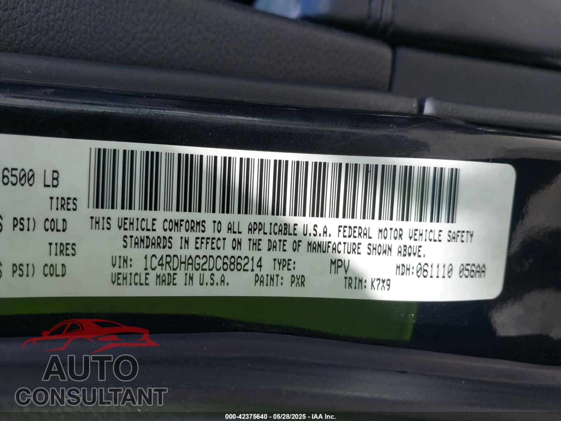 DODGE DURANGO 2013 - 1C4RDHAG2DC686214