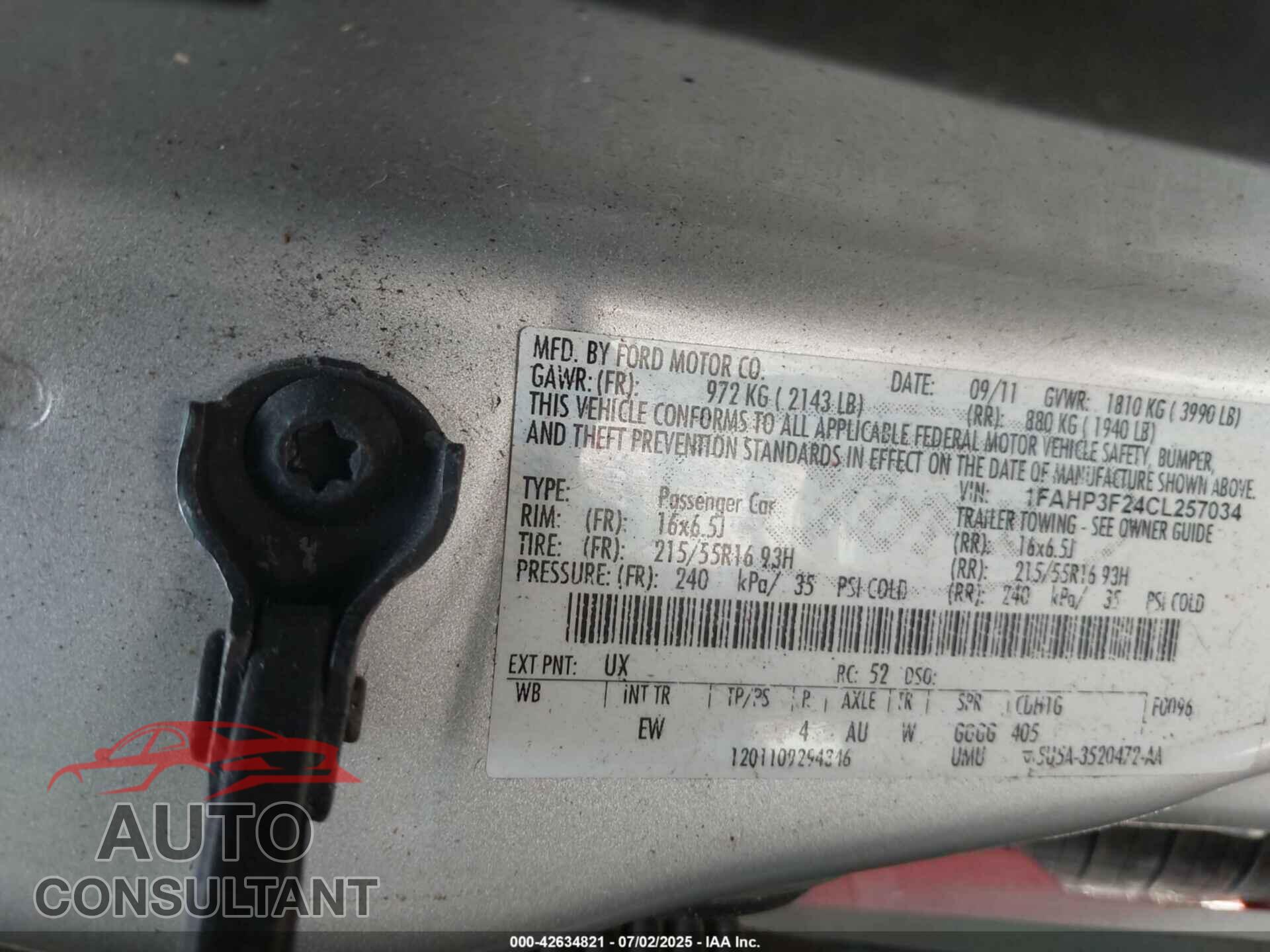 FORD FOCUS 2015 - 1FADP3J27FL347983