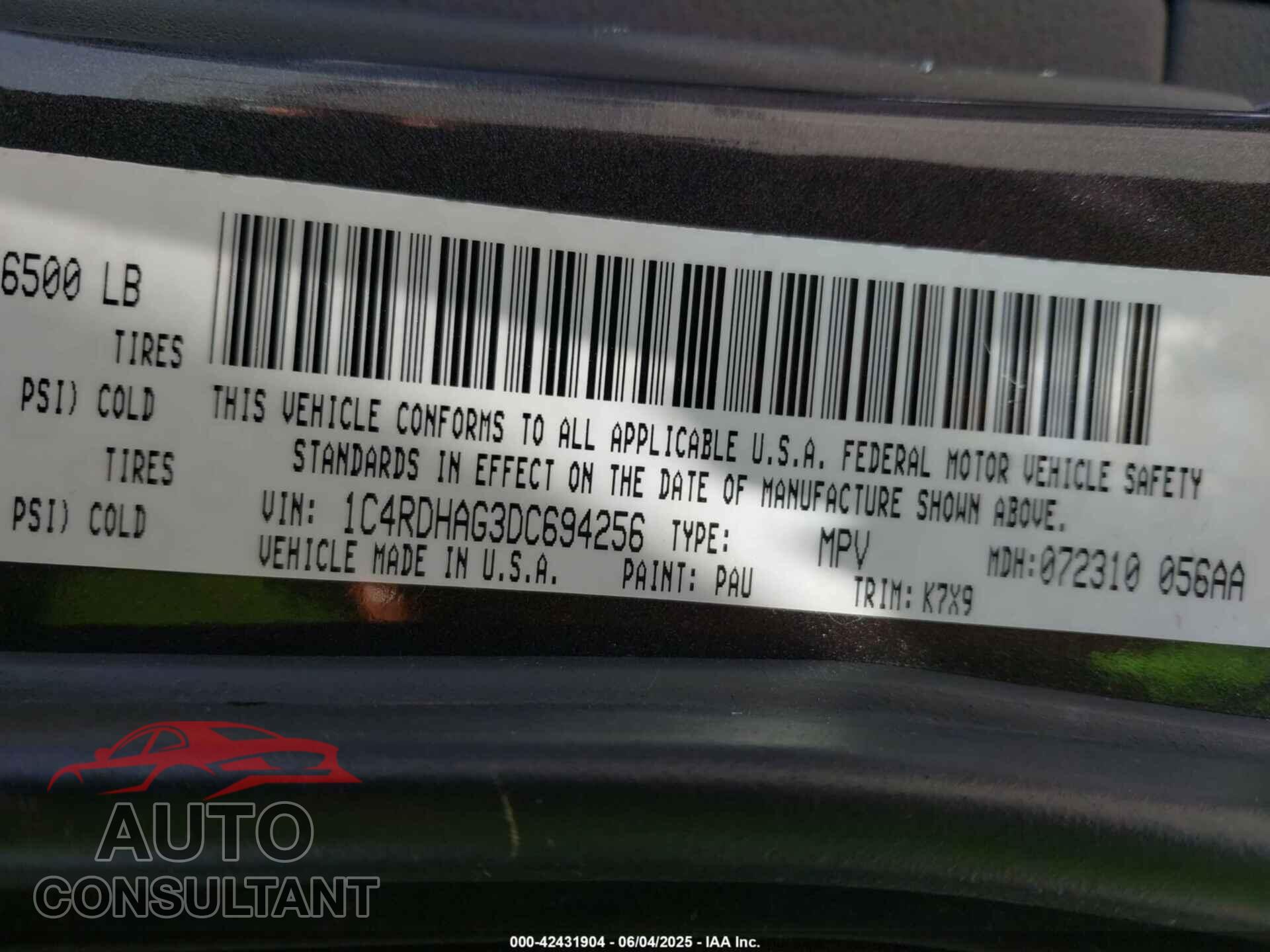 DODGE DURANGO 2013 - 1C4RDHAG3DC694256