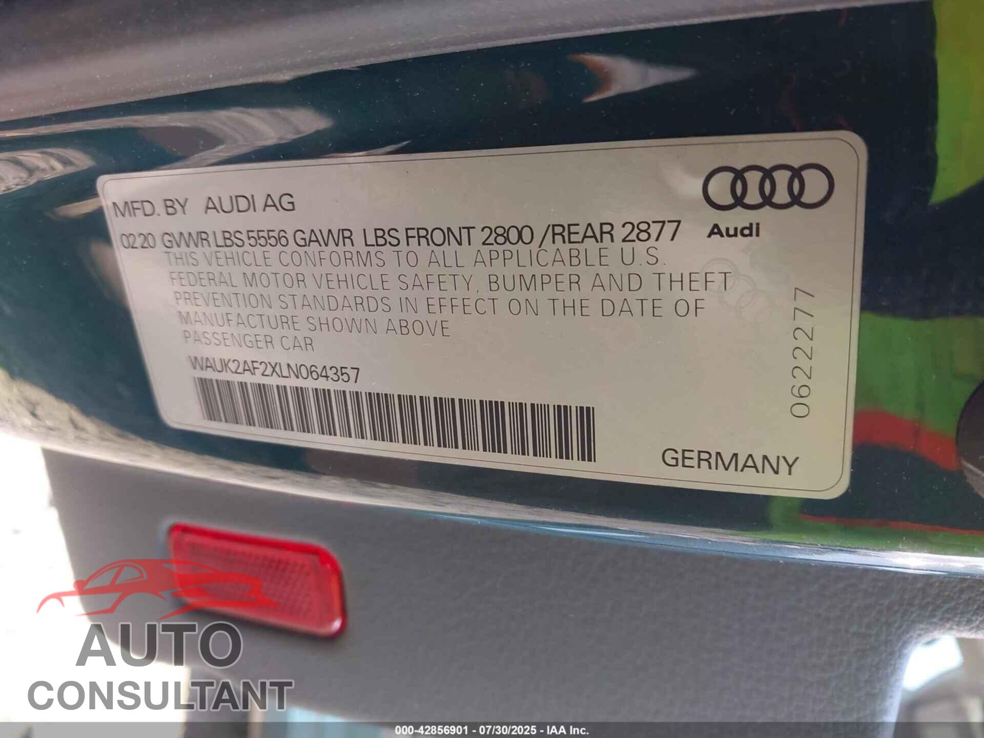 AUDI A6 2020 - WAUK2AF2XLN064357