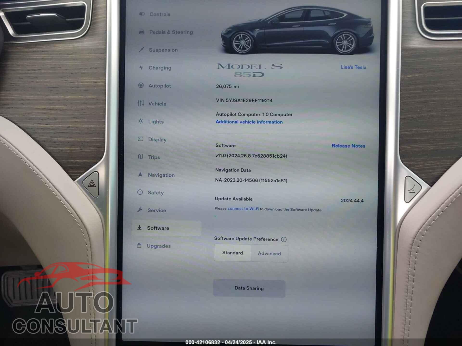 TESLA MODEL S 2015 - 5YJSA1E29FF119214