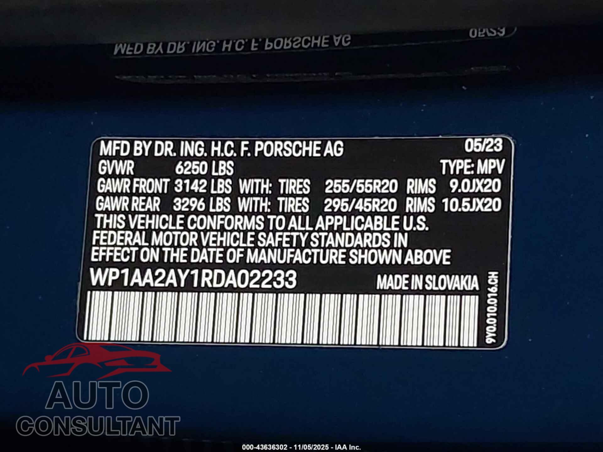 PORSCHE CAYENNE 2024 - WP1AA2AY1RDA02233