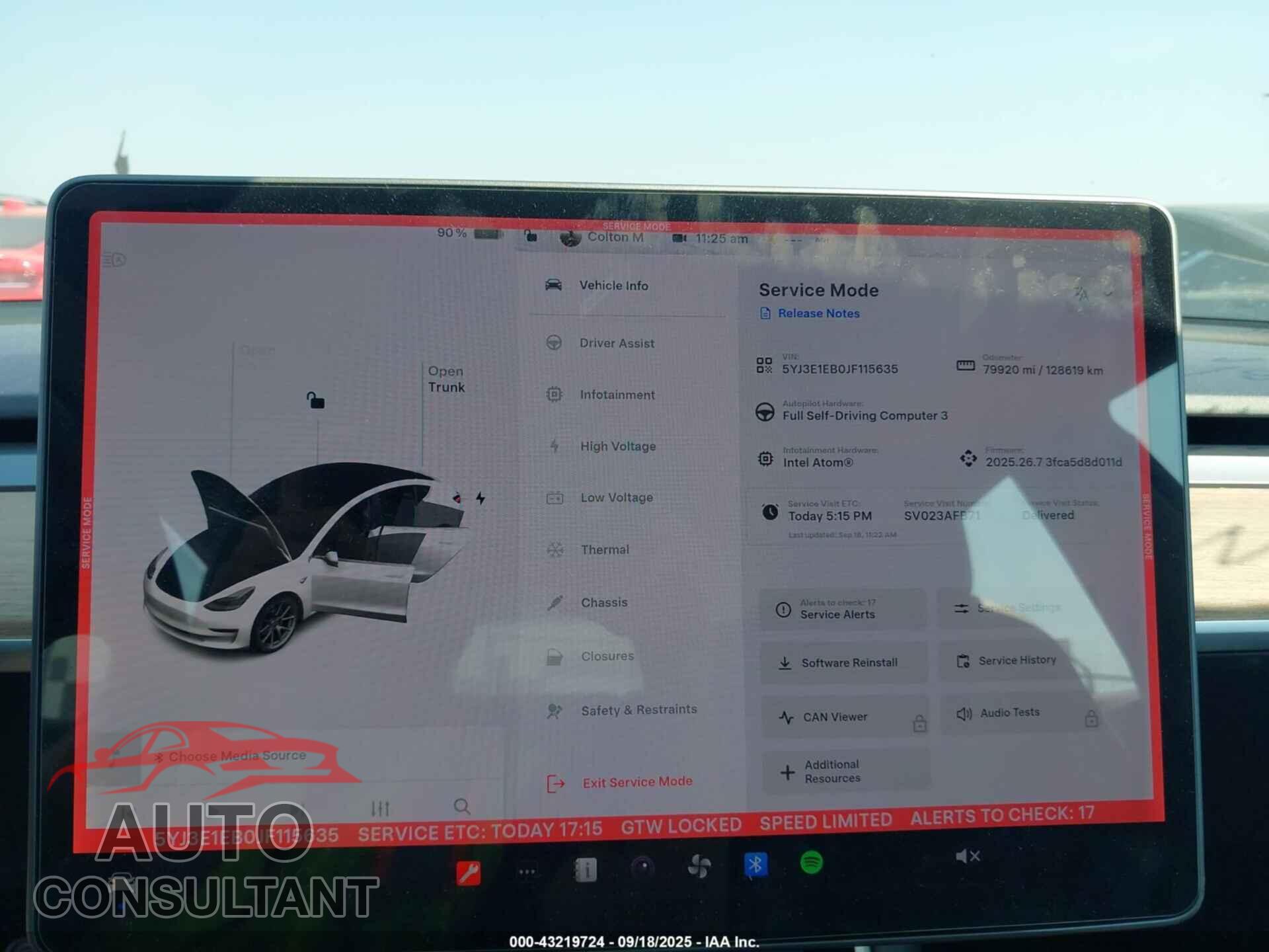 TESLA MODEL 3 2018 - 5YJ3E1EB0JF115635