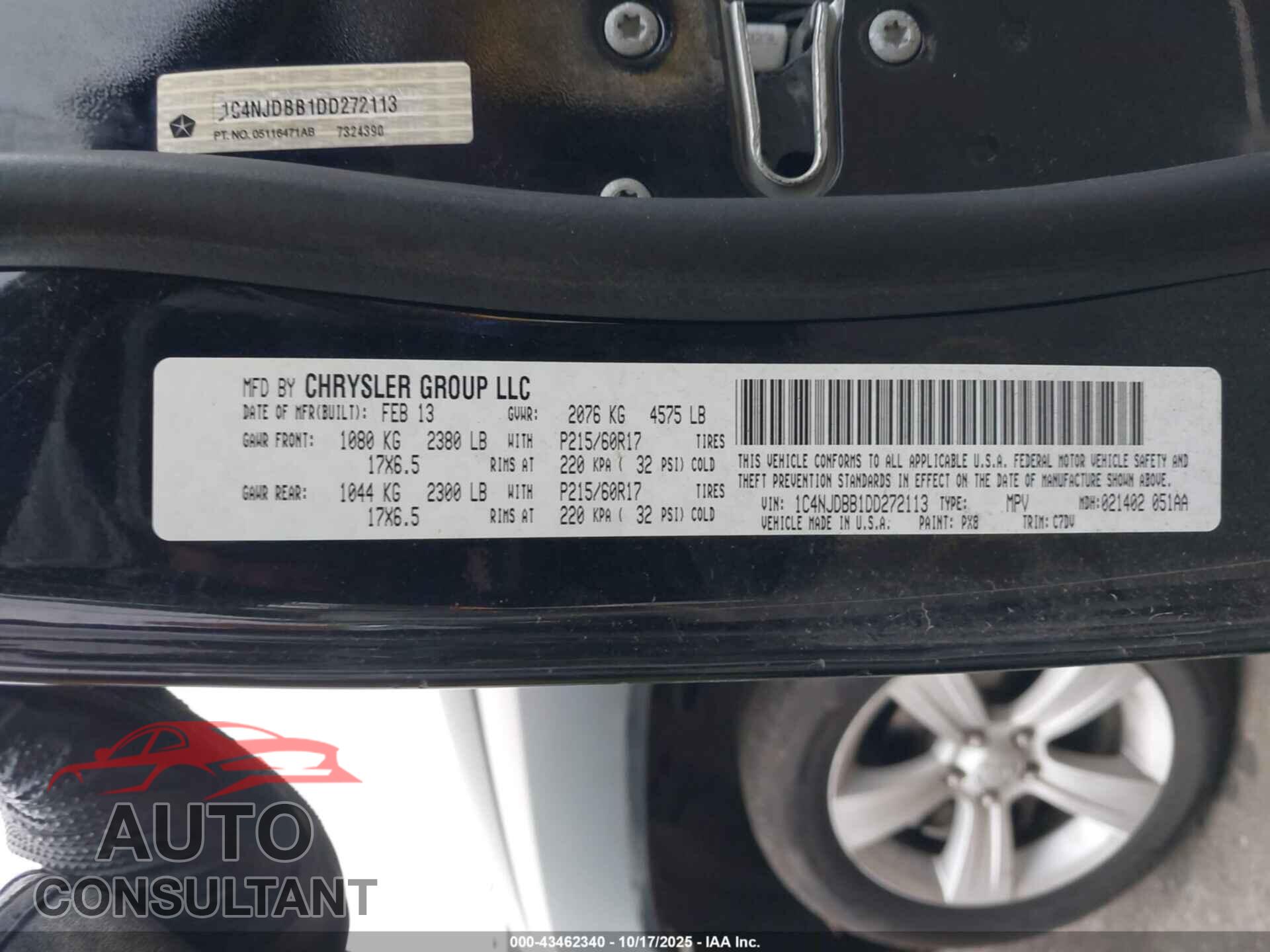 JEEP COMPASS 2013 - 1C4NJDBB1DD272113