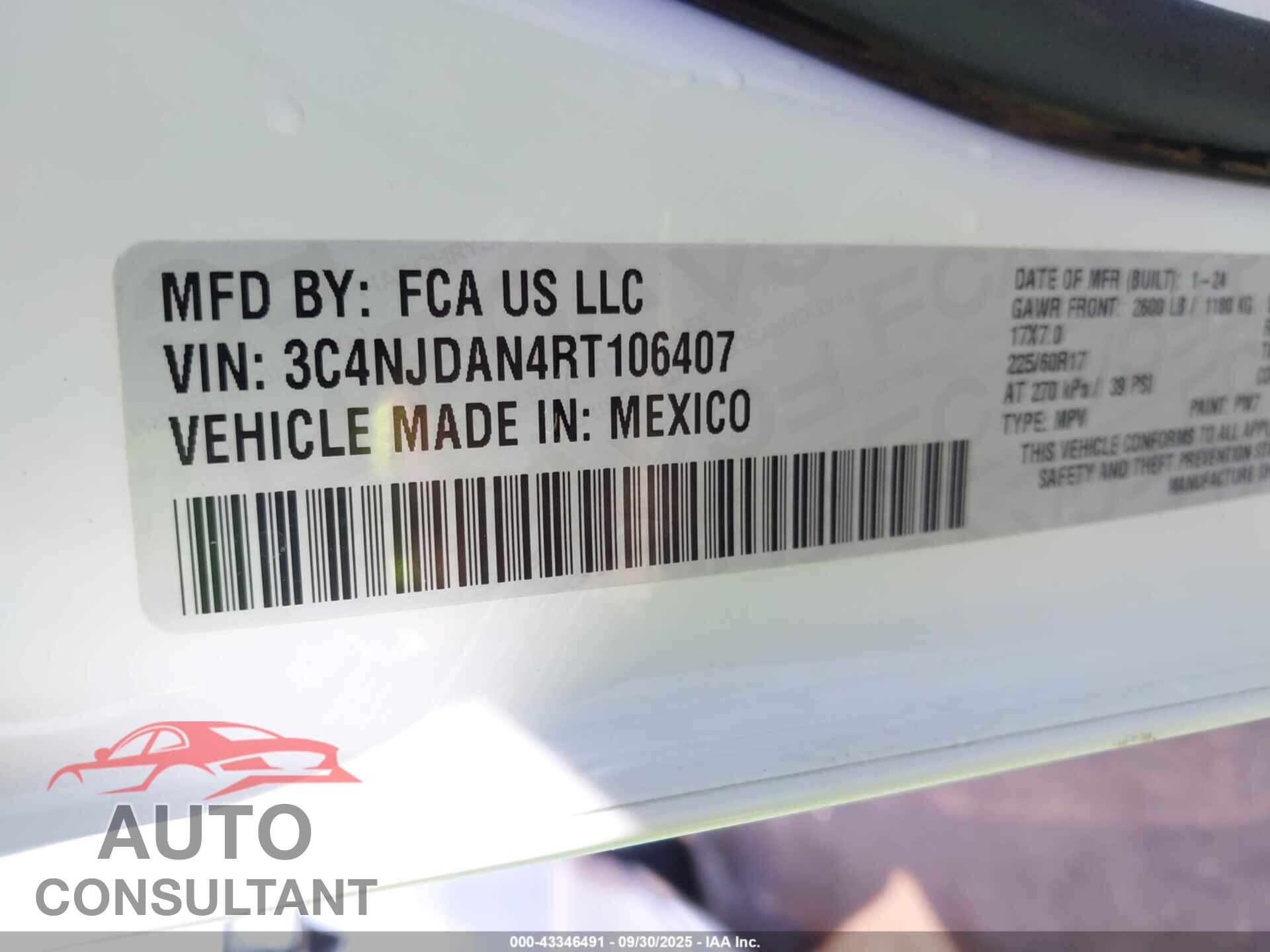 JEEP COMPASS 2024 - 3C4NJDAN4RT106407