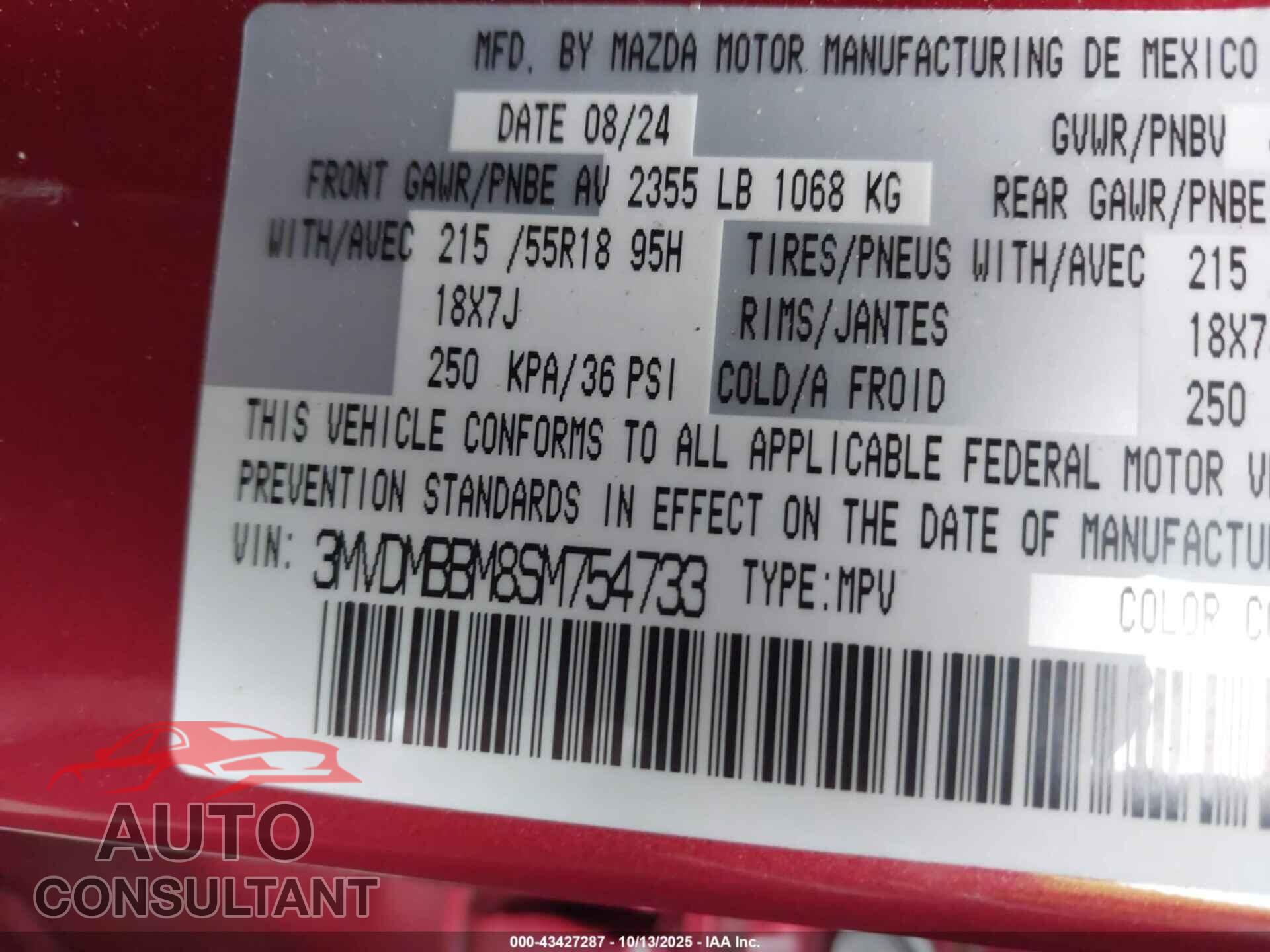 MAZDA CX-30 2025 - 3MVDMBBM8SM754733