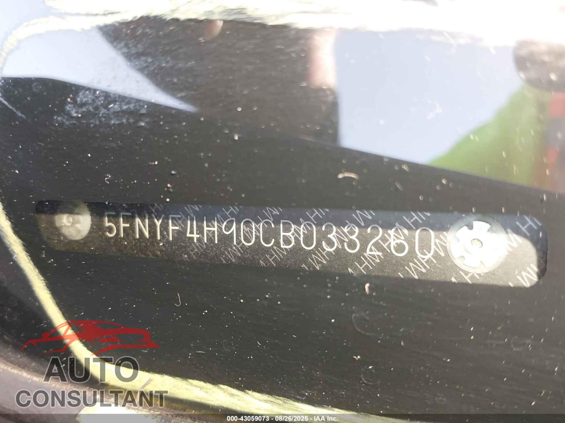 HONDA PILOT 2012 - 5FNYF4H90CB033260