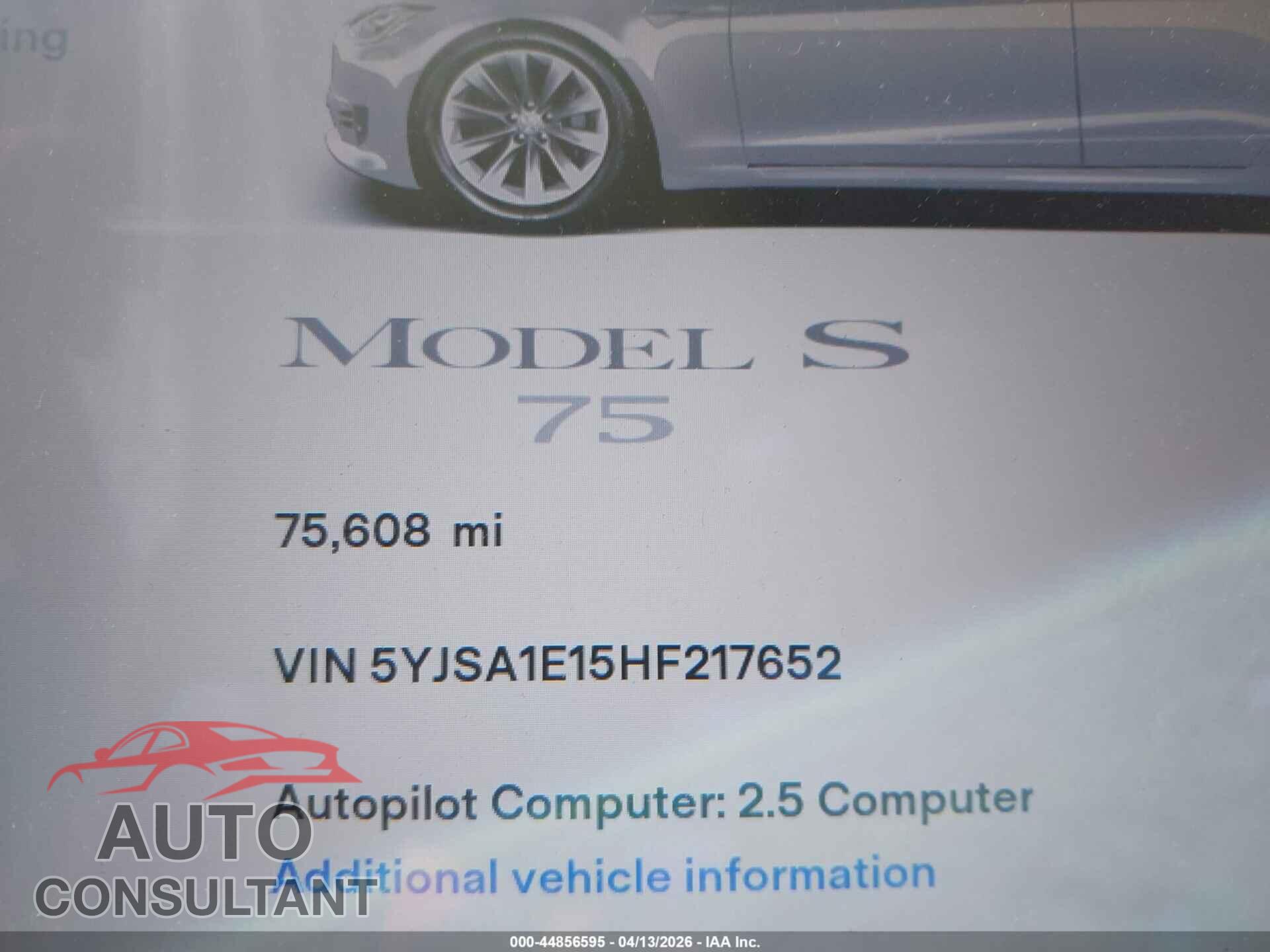 TESLA MODEL S 2017 - 5YJSA1E15HF217652