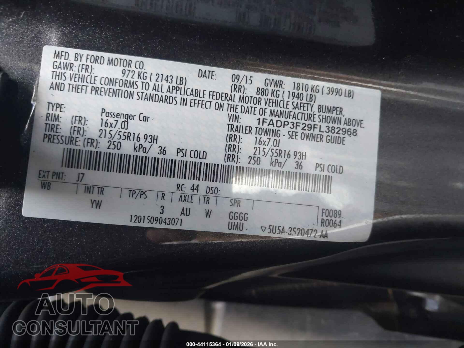 FORD FOCUS 2015 - 1FADP3F29FL382968