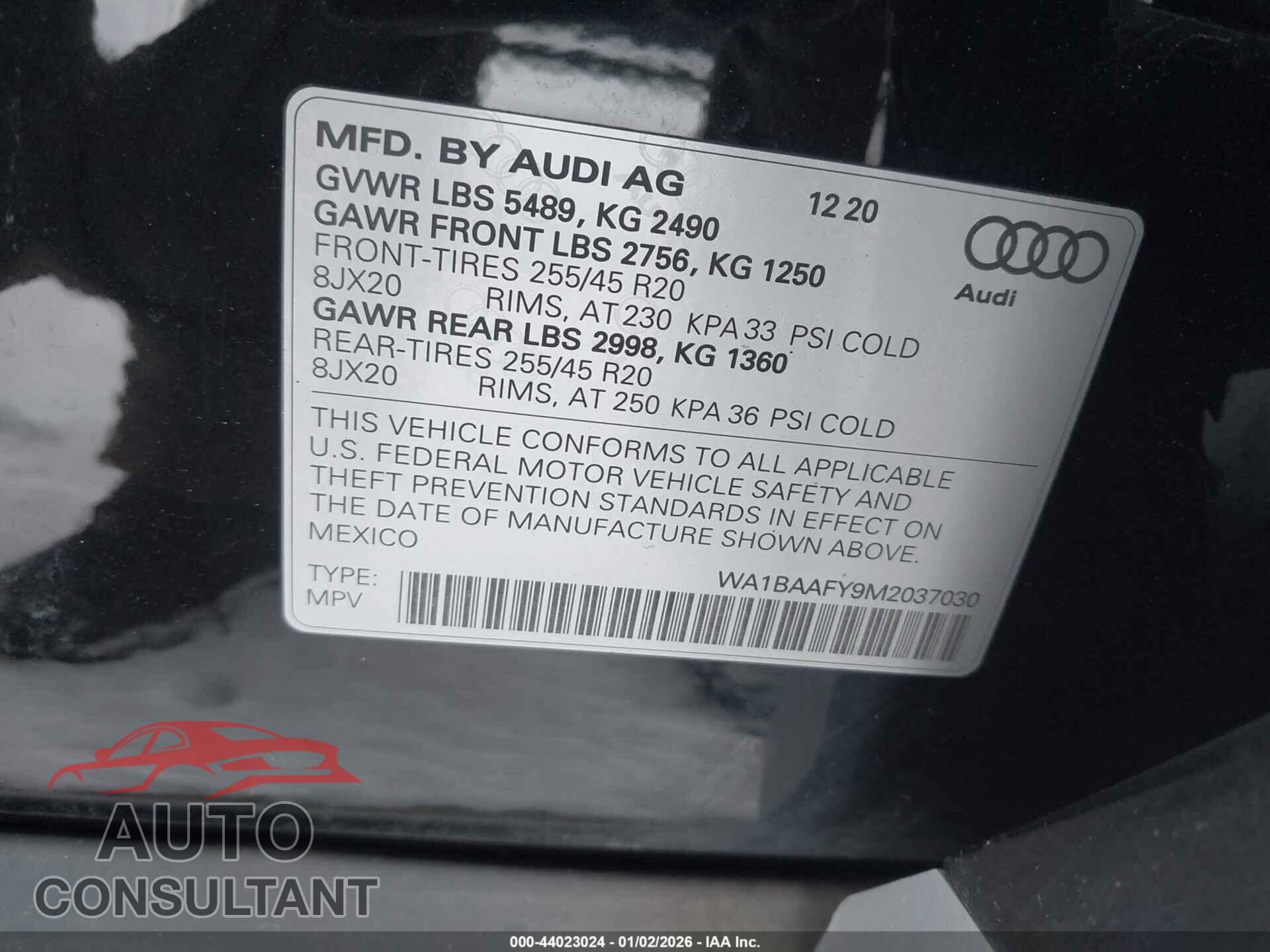AUDI Q5 2021 - WA1BAAFY9M2037030