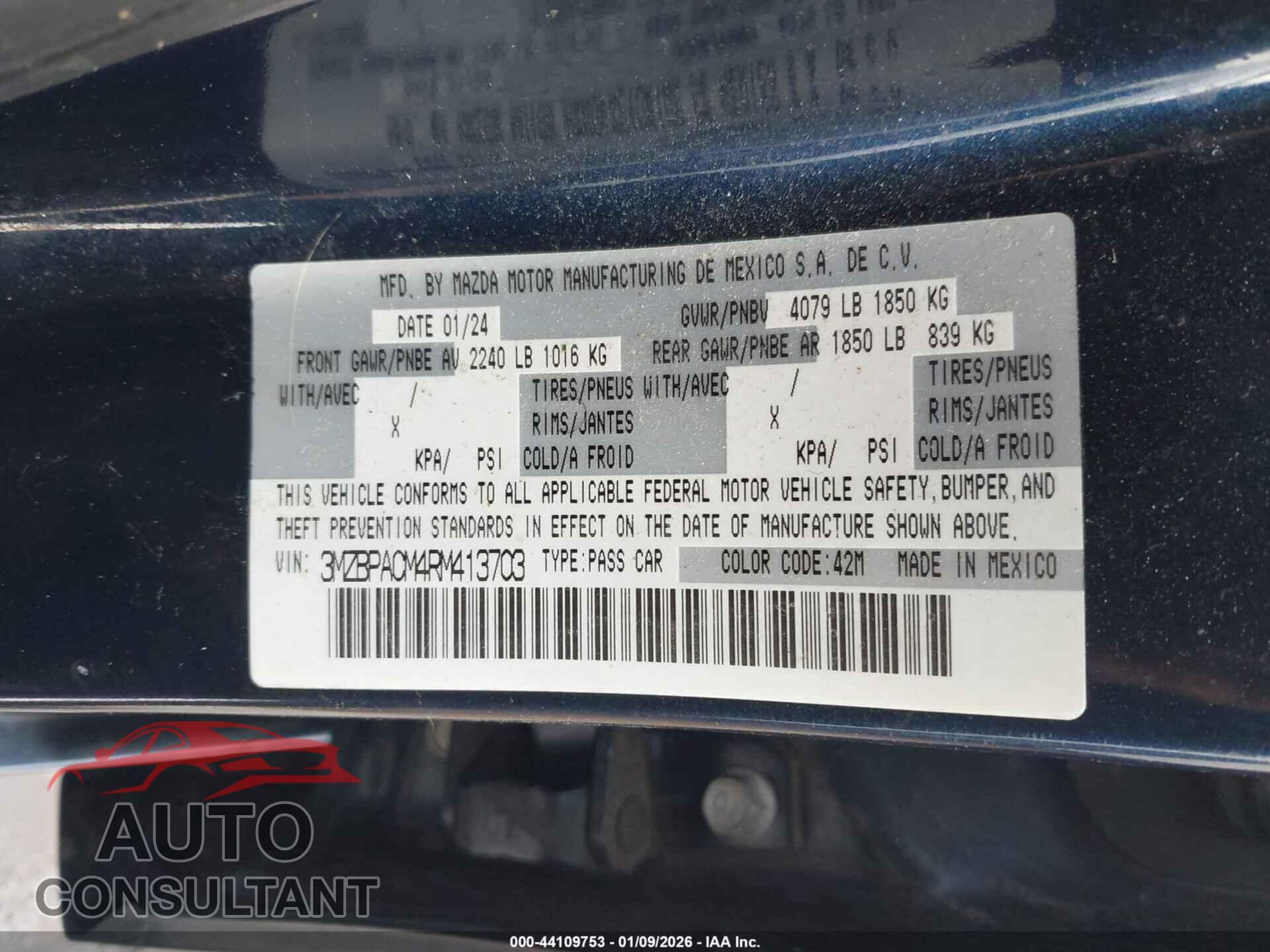 MAZDA MAZDA3 2024 - 3MZBPACM4RM413703
