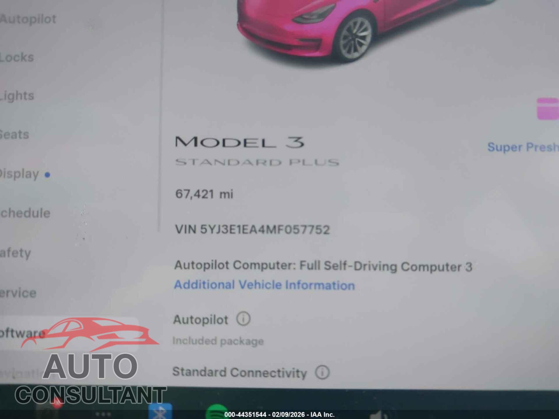 TESLA MODEL 3 2021 - 5YJ3E1EA4MF057752