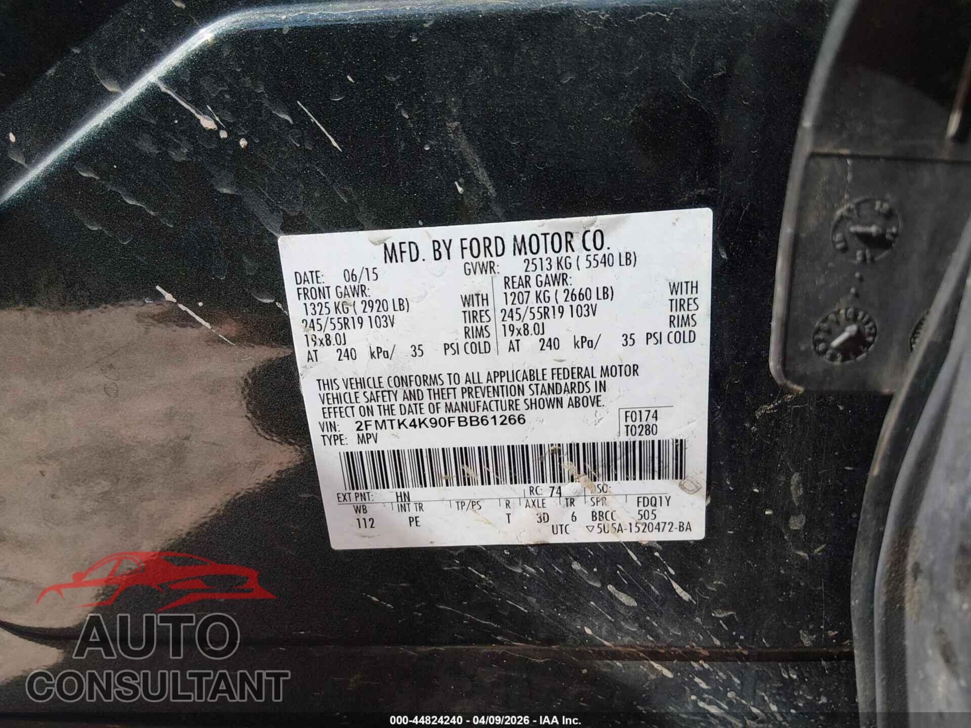 FORD EDGE 2015 - 2FMTK4K90FBB61266
