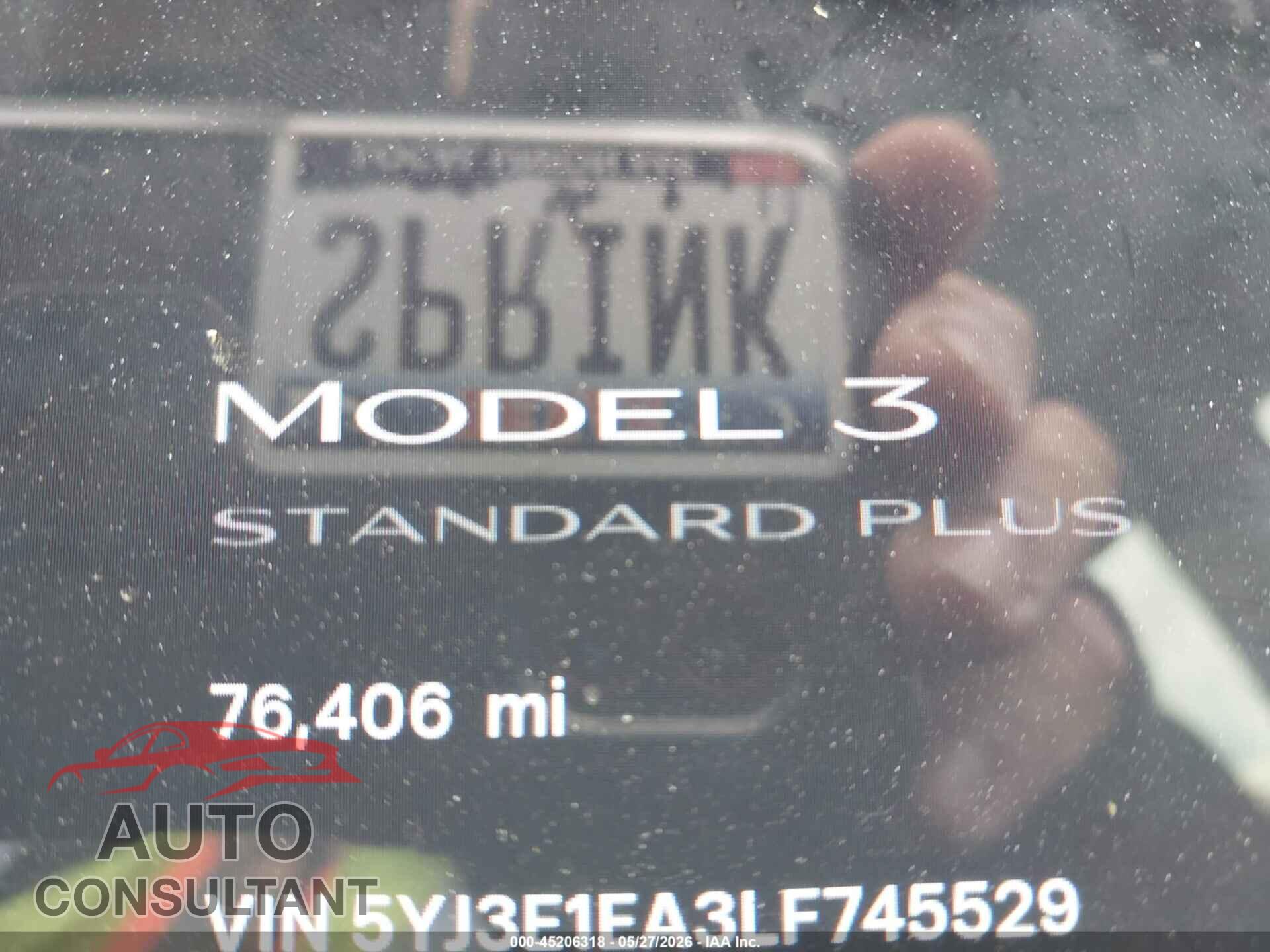TESLA MODEL 3 2020 - 5YJ3E1EA3LF745529