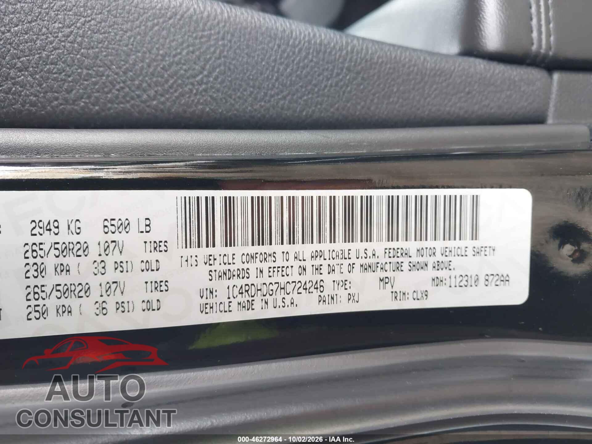 DODGE DURANGO 2017 - 1C4RDHDG7HC724246