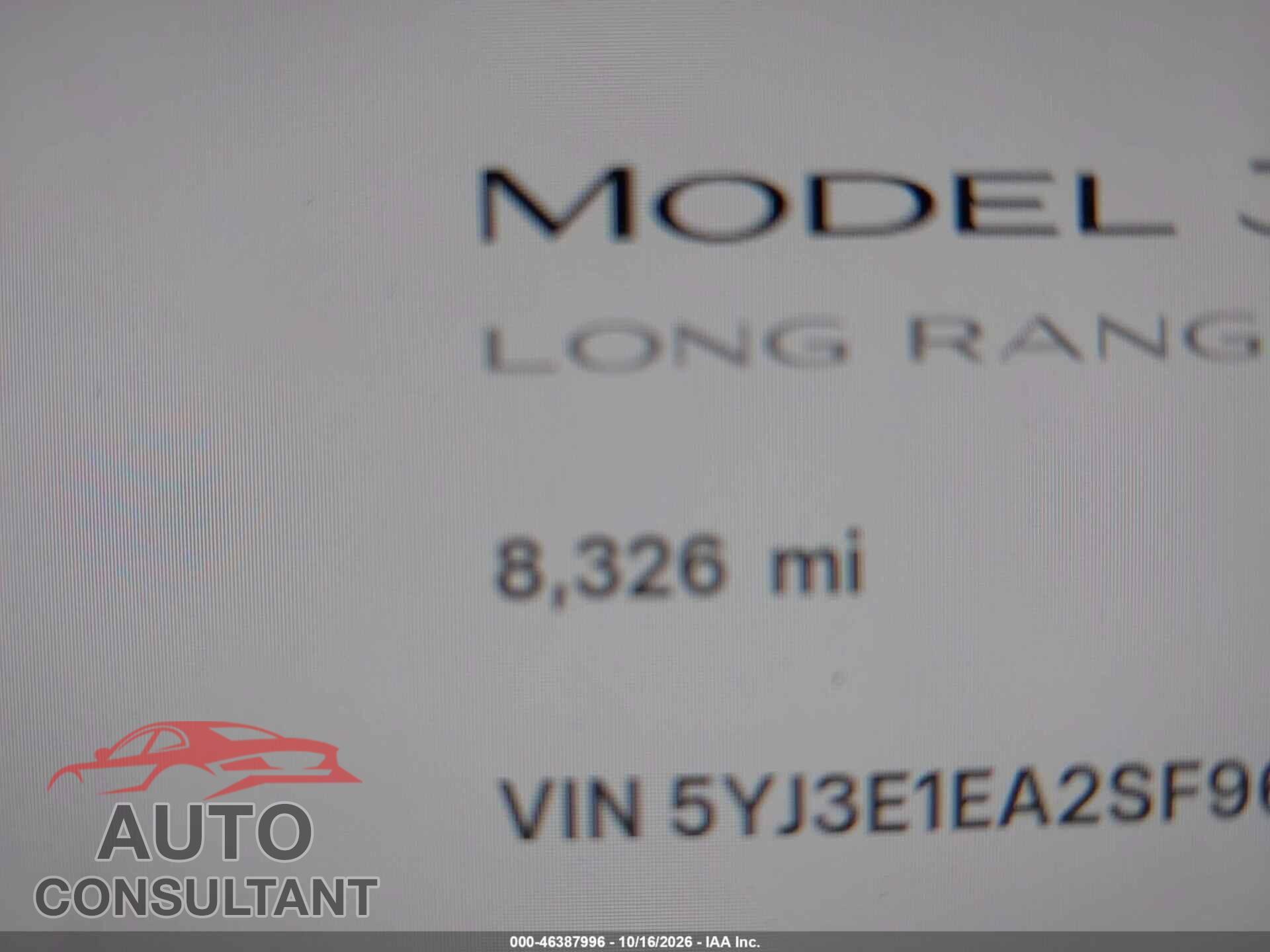 TESLA MODEL 3 2025 - 5YJ3E1EA2SF960866