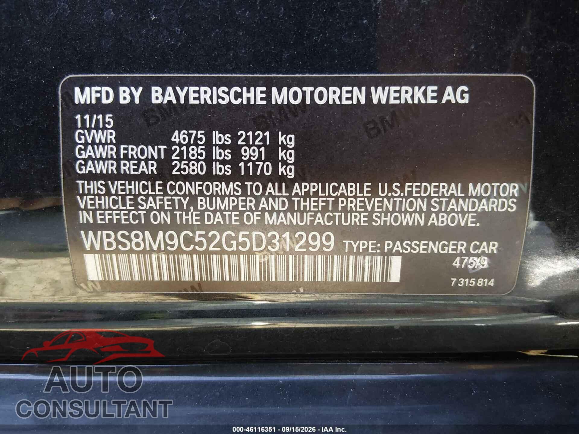 BMW M3 2016 - WBS8M9C52G5D31299