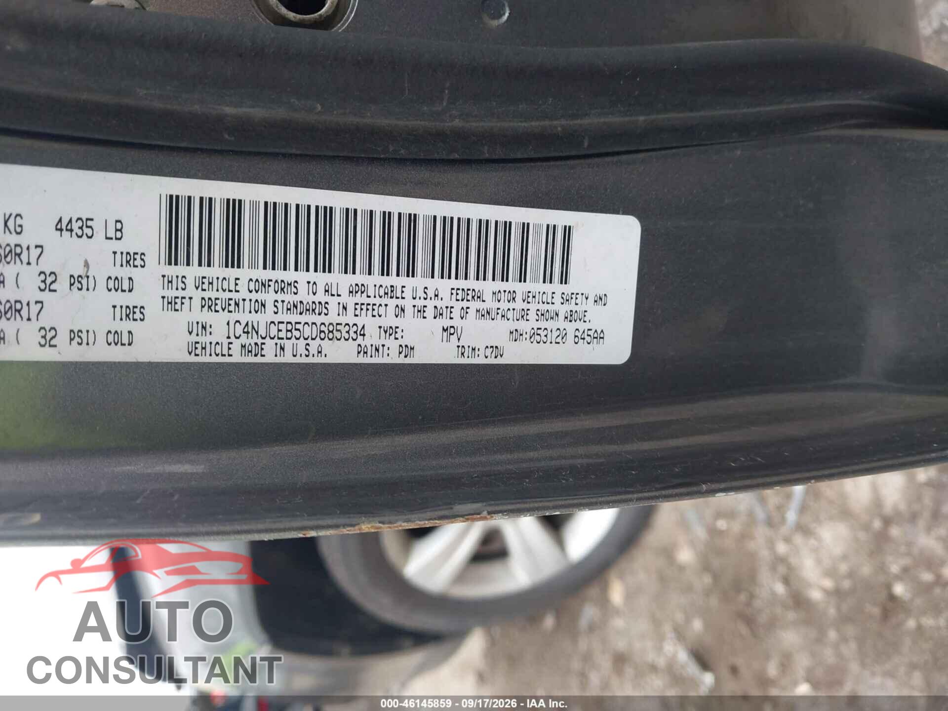 JEEP COMPASS 2012 - 1C4NJCEB5CD685334