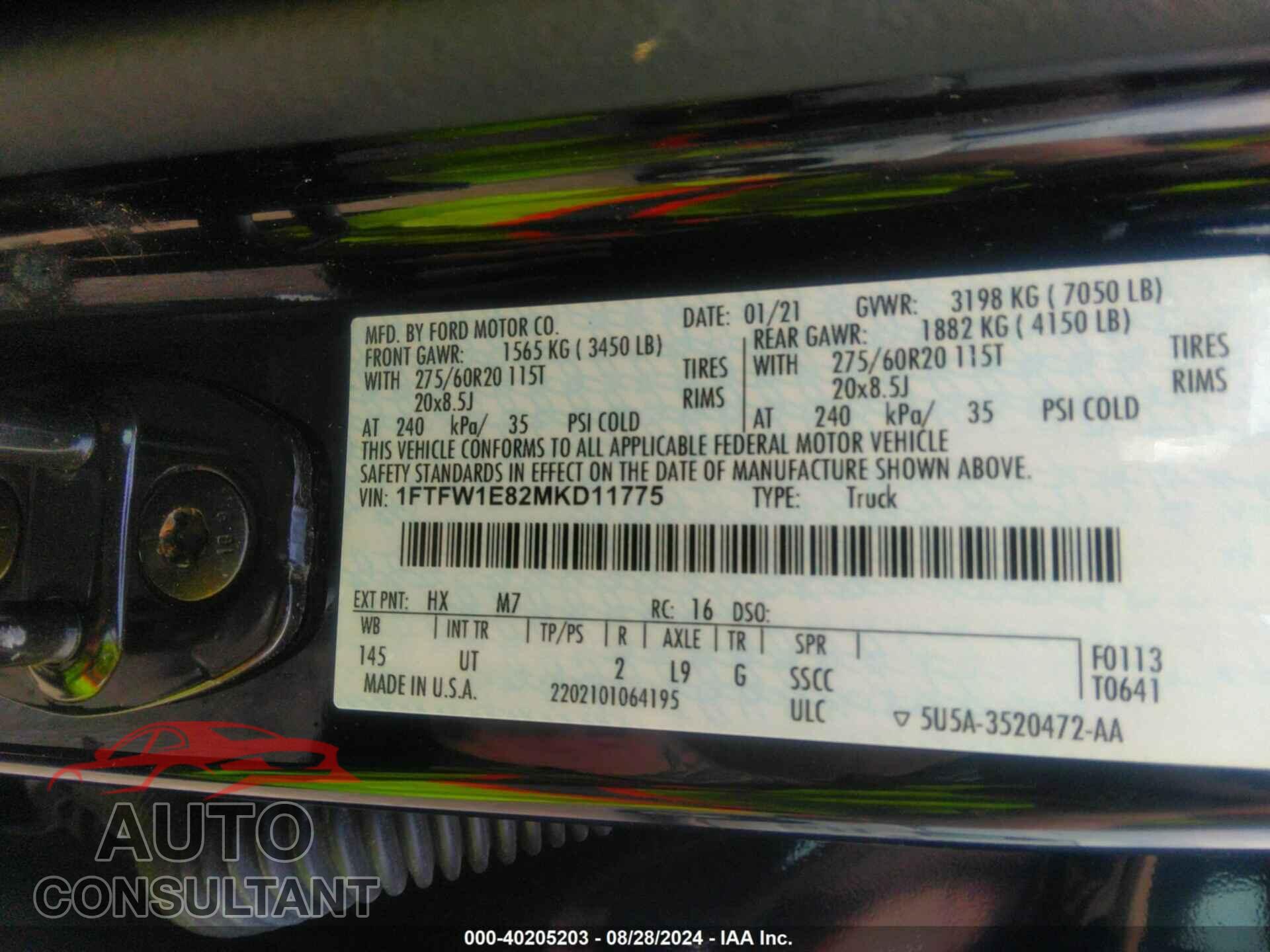 FORD F-150 2021 - 1FTFW1E82MKD11775