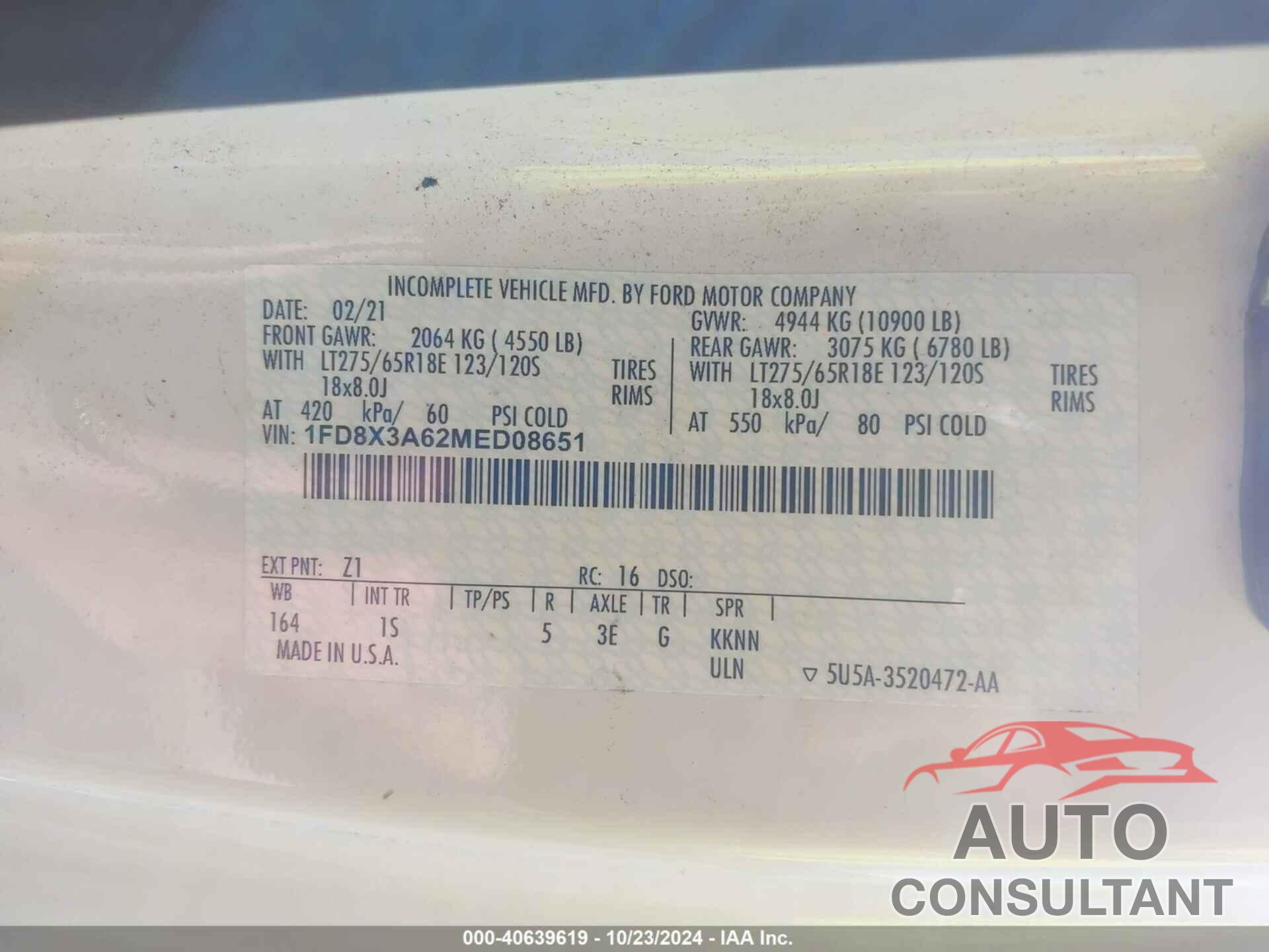 FORD F-350 2021 - 1FD8X3A62MED08651
