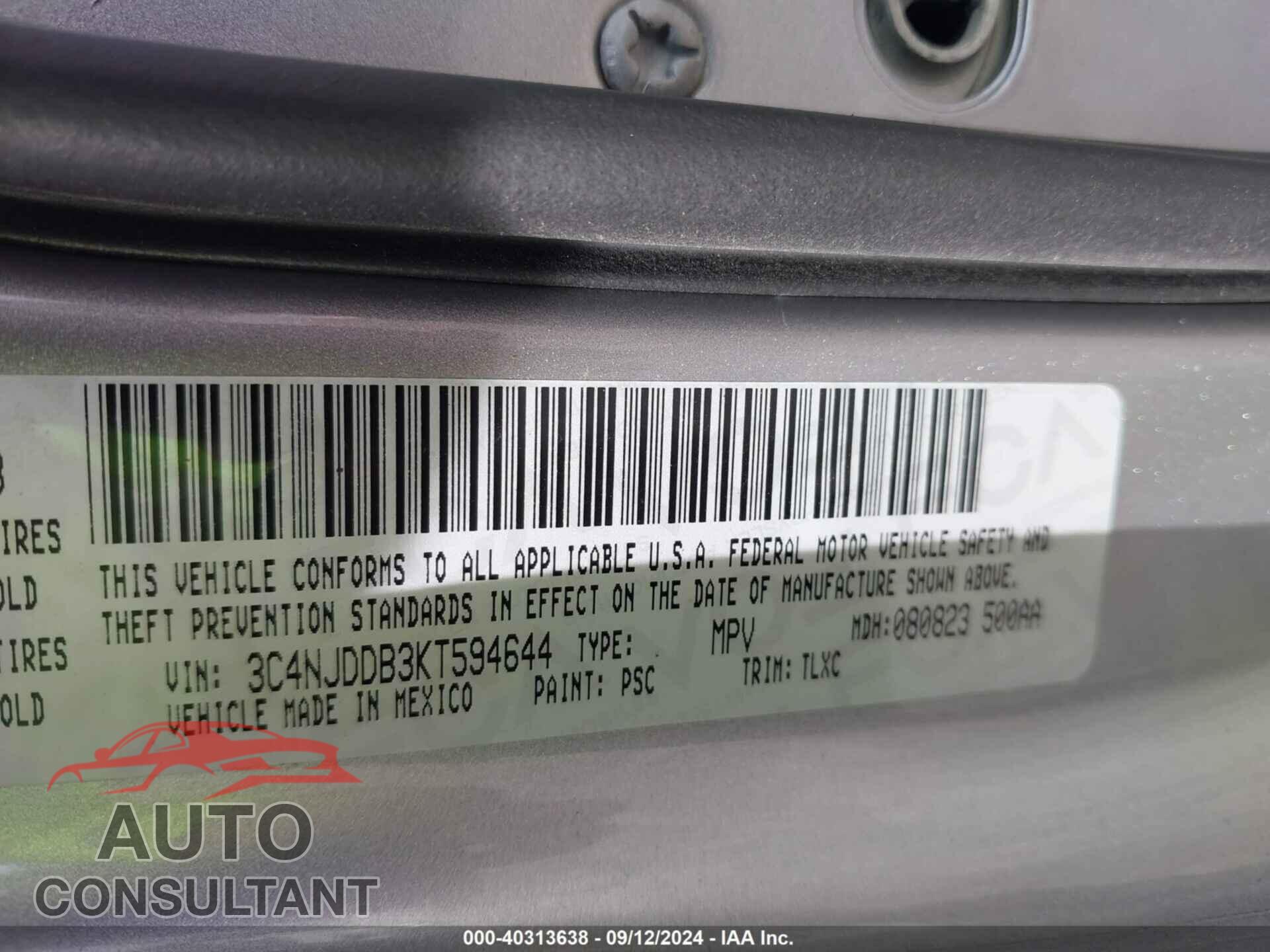 JEEP COMPASS 2019 - 3C4NJDDB3KT594644