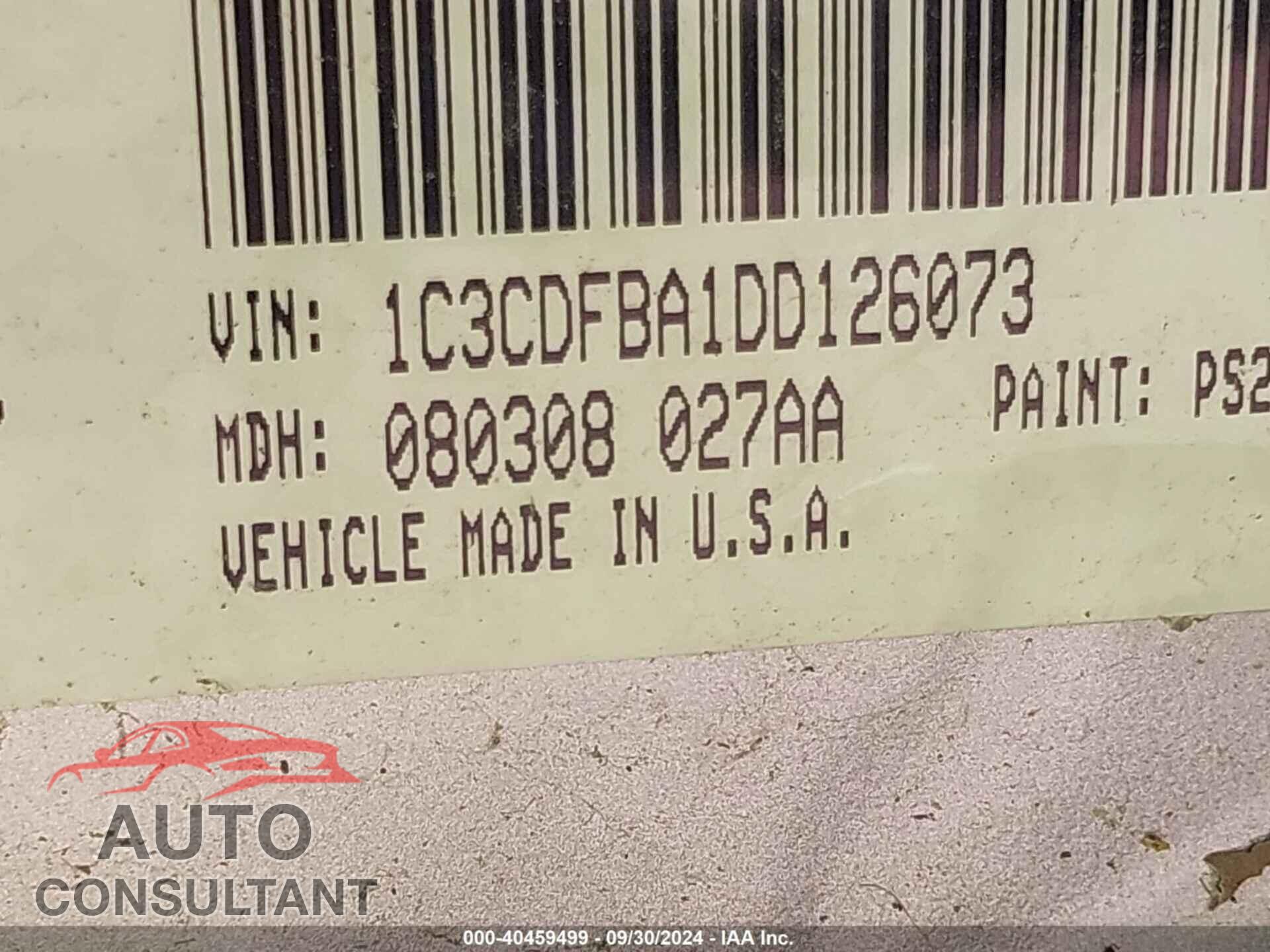 DODGE DART 2013 - 1C3CDFBA1DD126073
