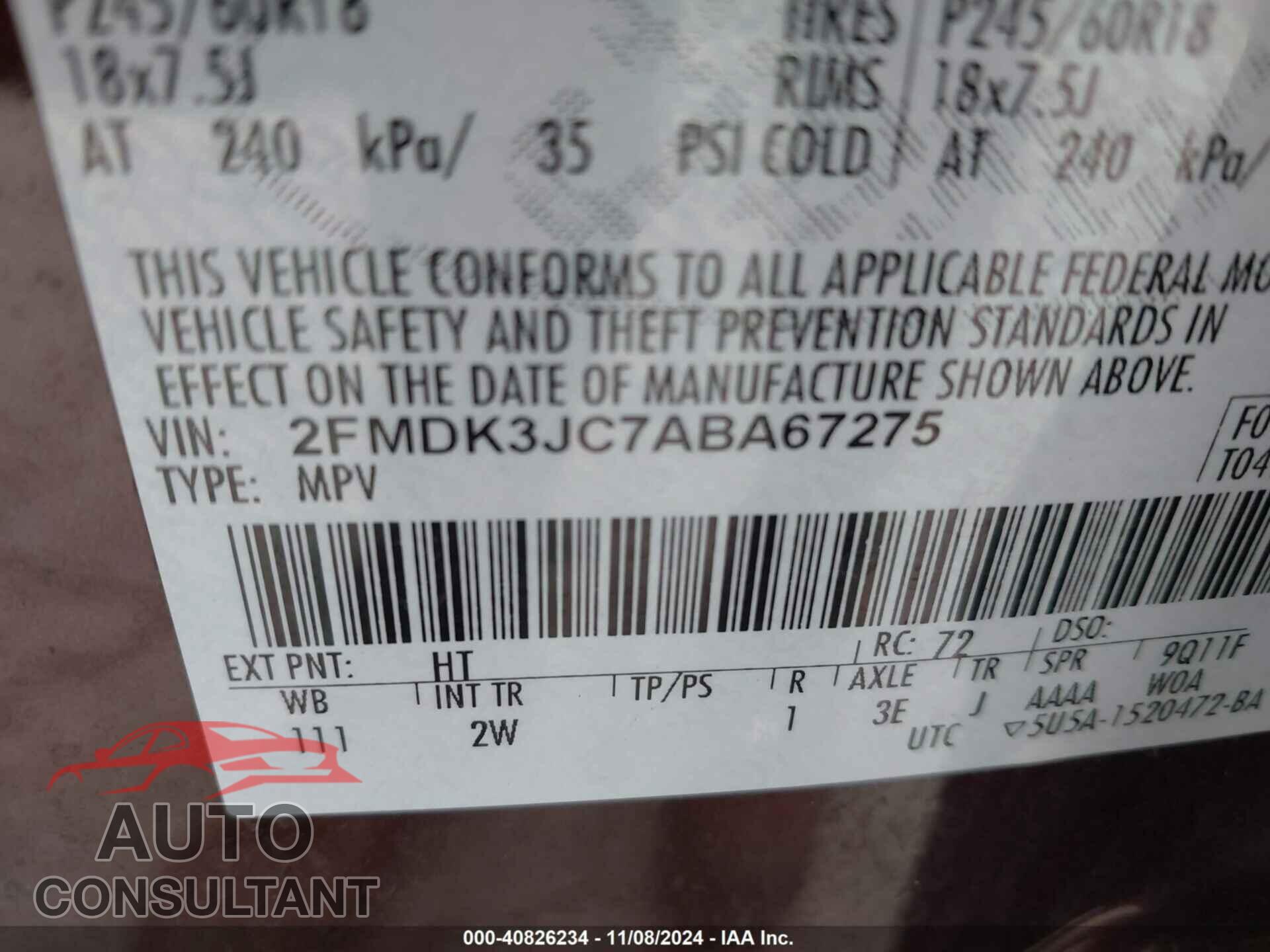 FORD EDGE 2010 - 2FMDK3JC7ABA67275