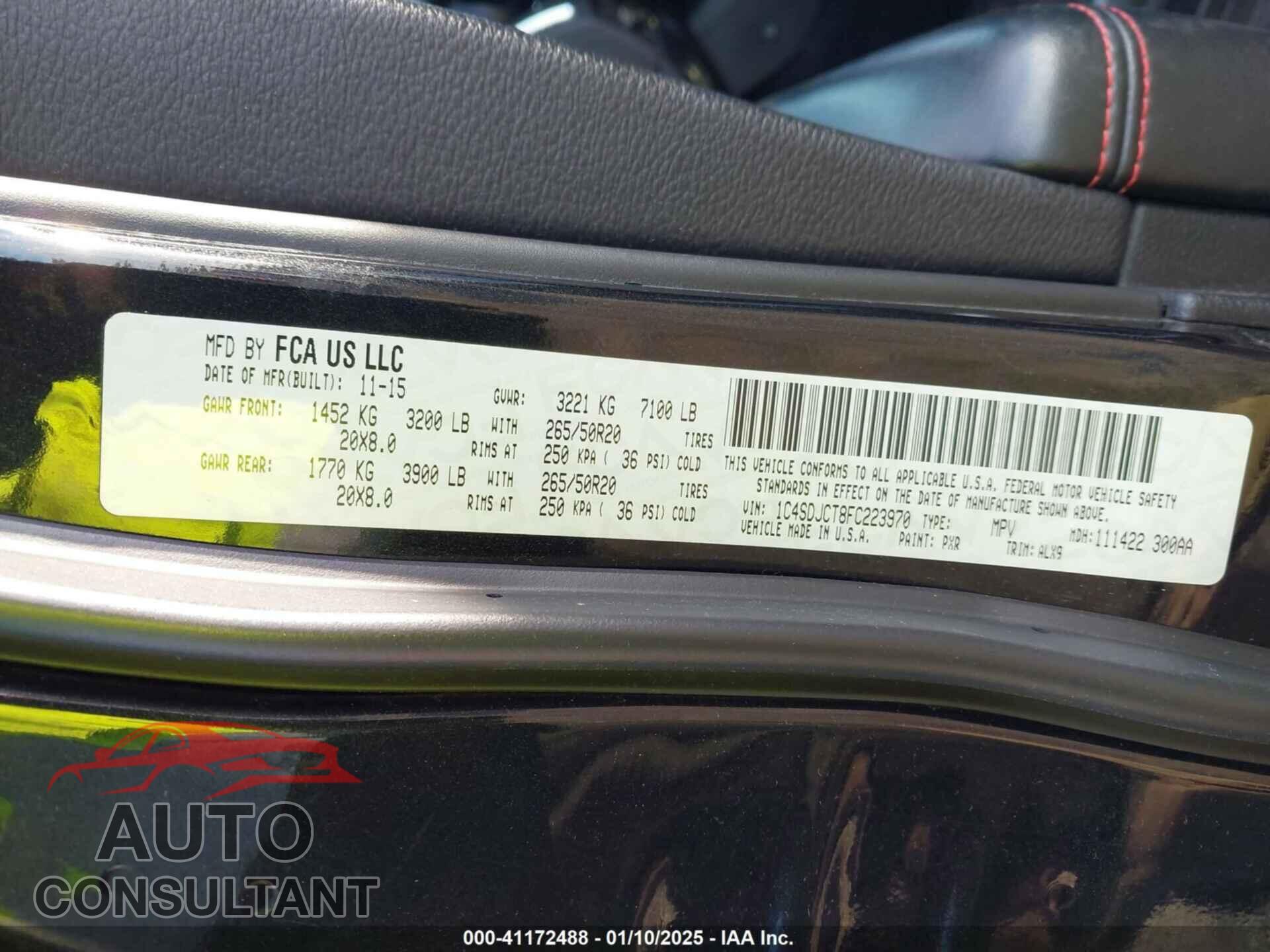 DODGE DURANGO 2015 - 1C4SDJCT8FC223970