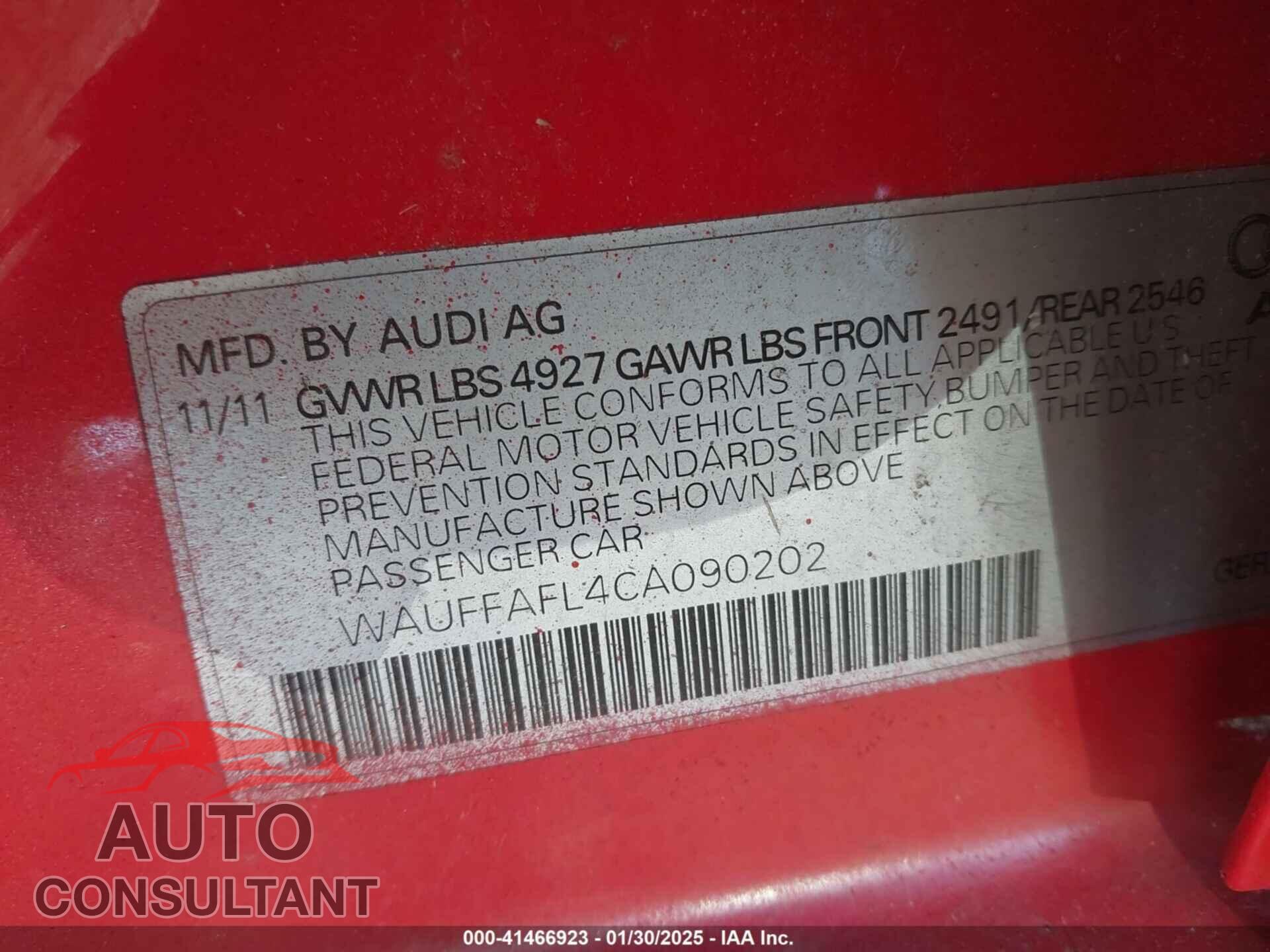 AUDI A4 2012 - WAUFFAFL4CA090202