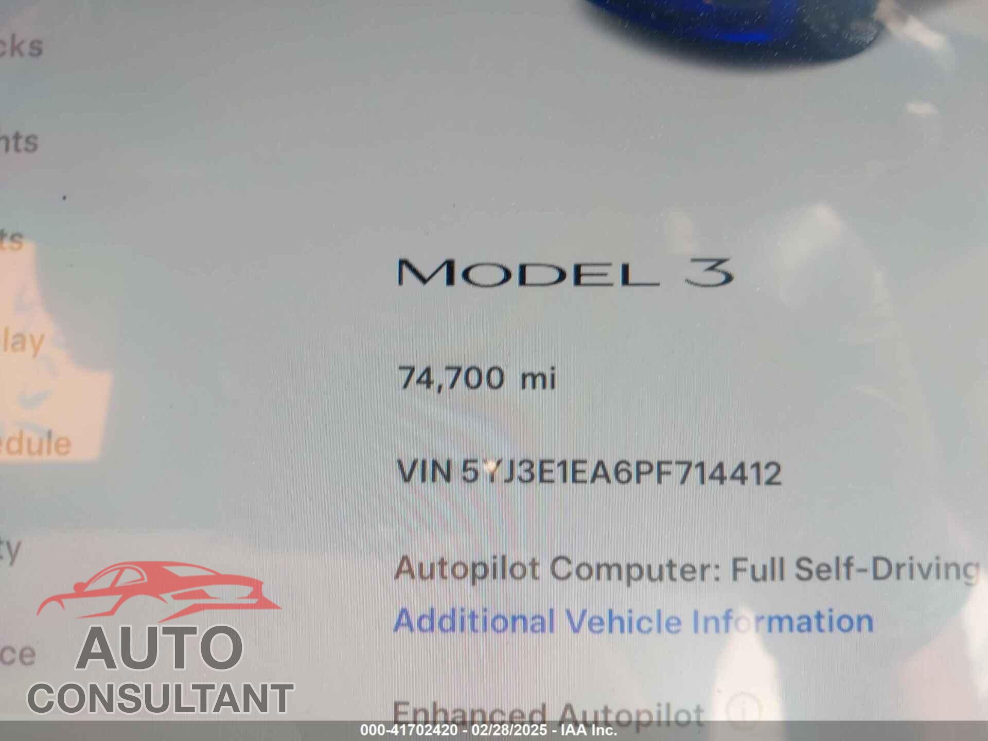 TESLA MODEL 3 2023 - 5YJ3E1EA6PF714412